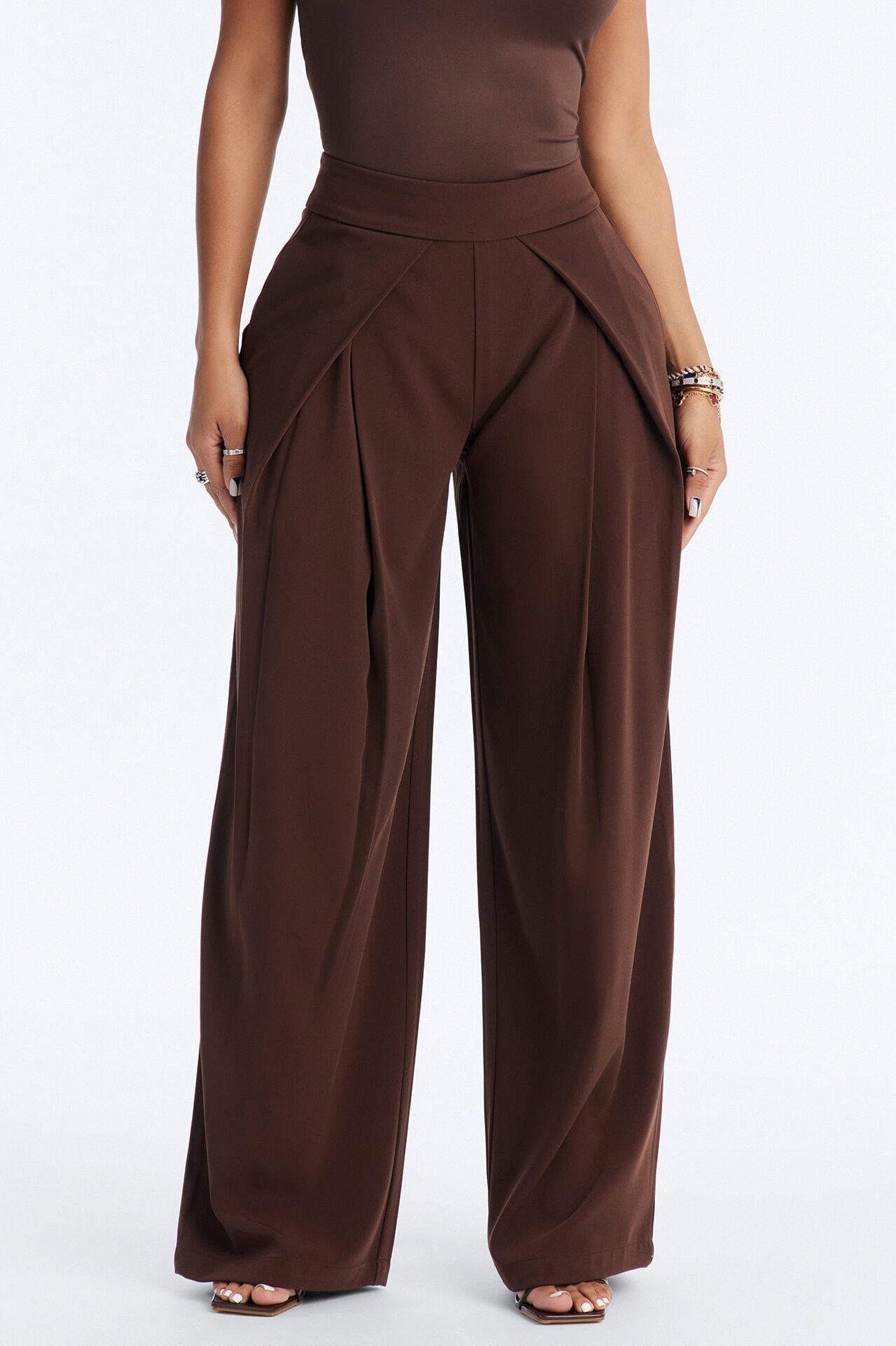 Ada Wide Leg Trouser Pant 32″ - Chocolate