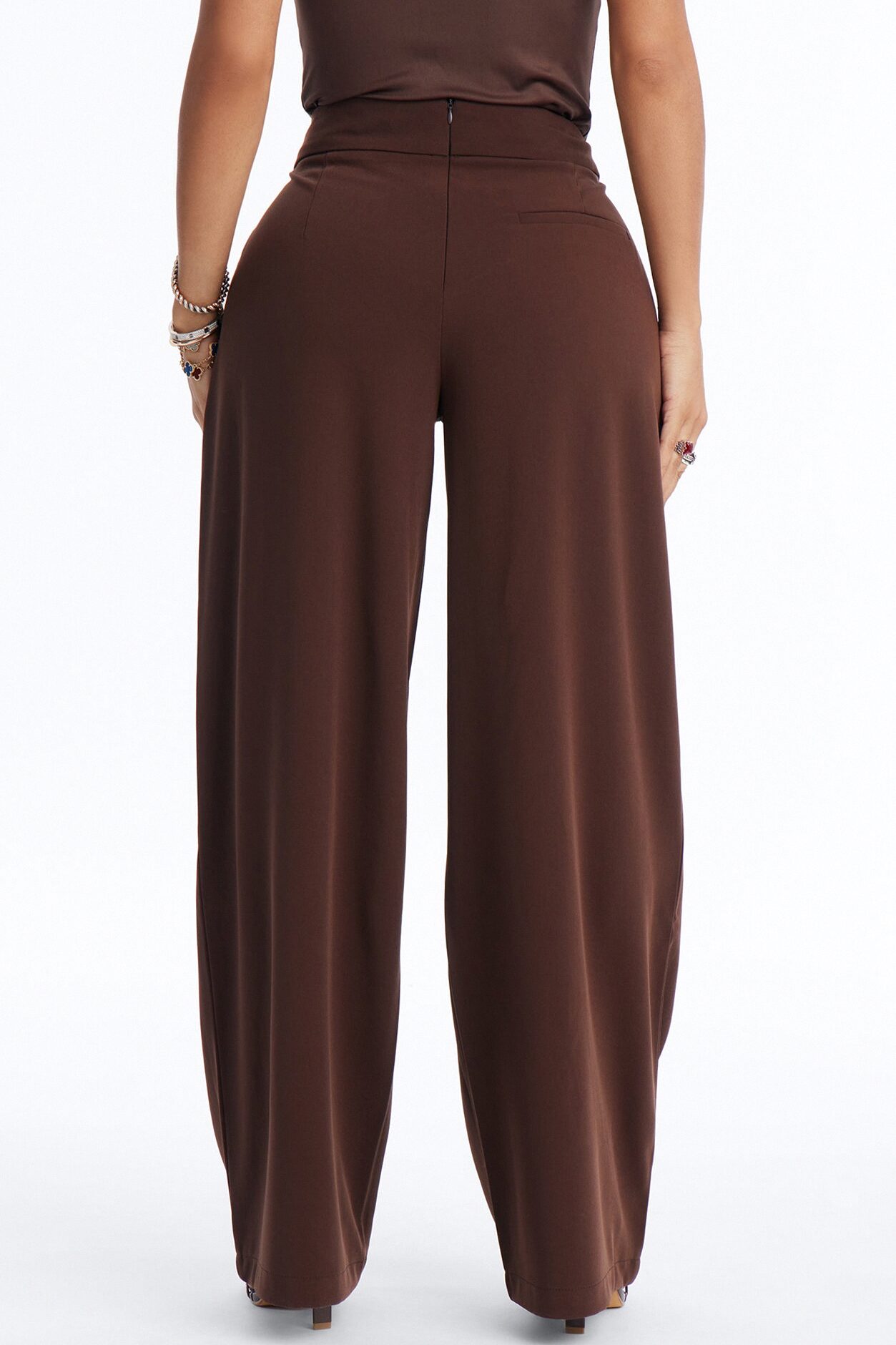 Ada Wide Leg Trouser Pant 32″ - Chocolate