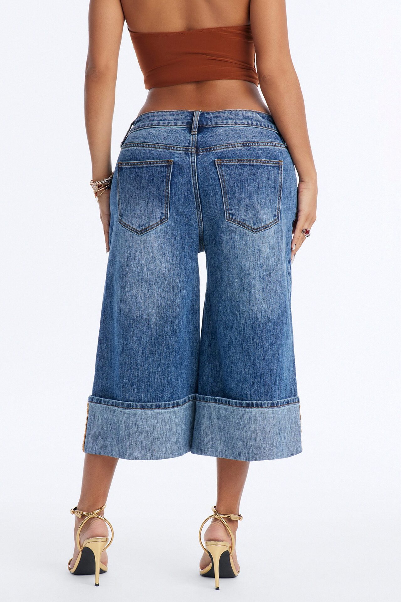 It's Clear To See Wide Leg Culotte Jeans - Dark Wash