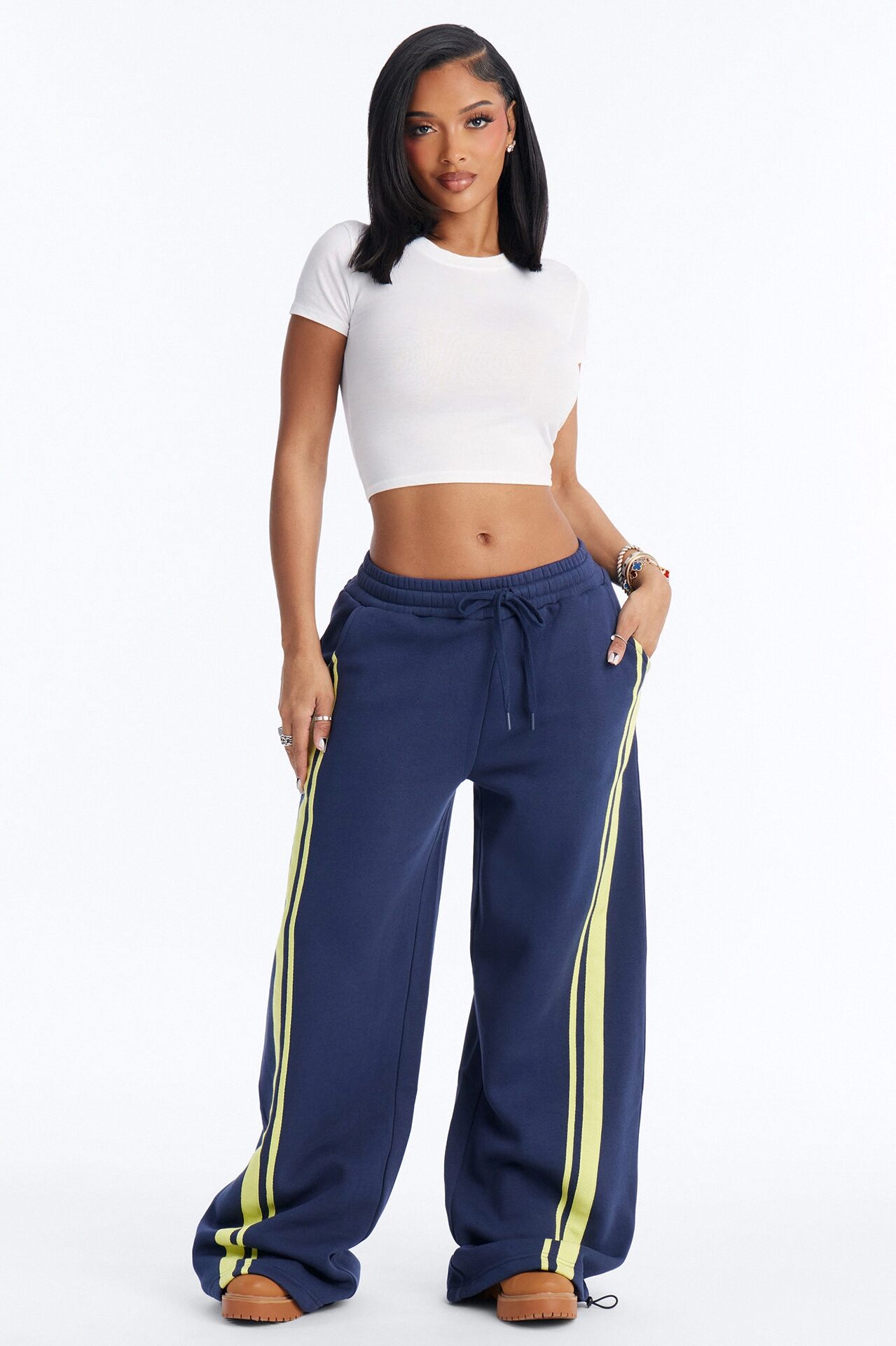 Jorden Fleece Wide Leg Lounge Pant - Navy
