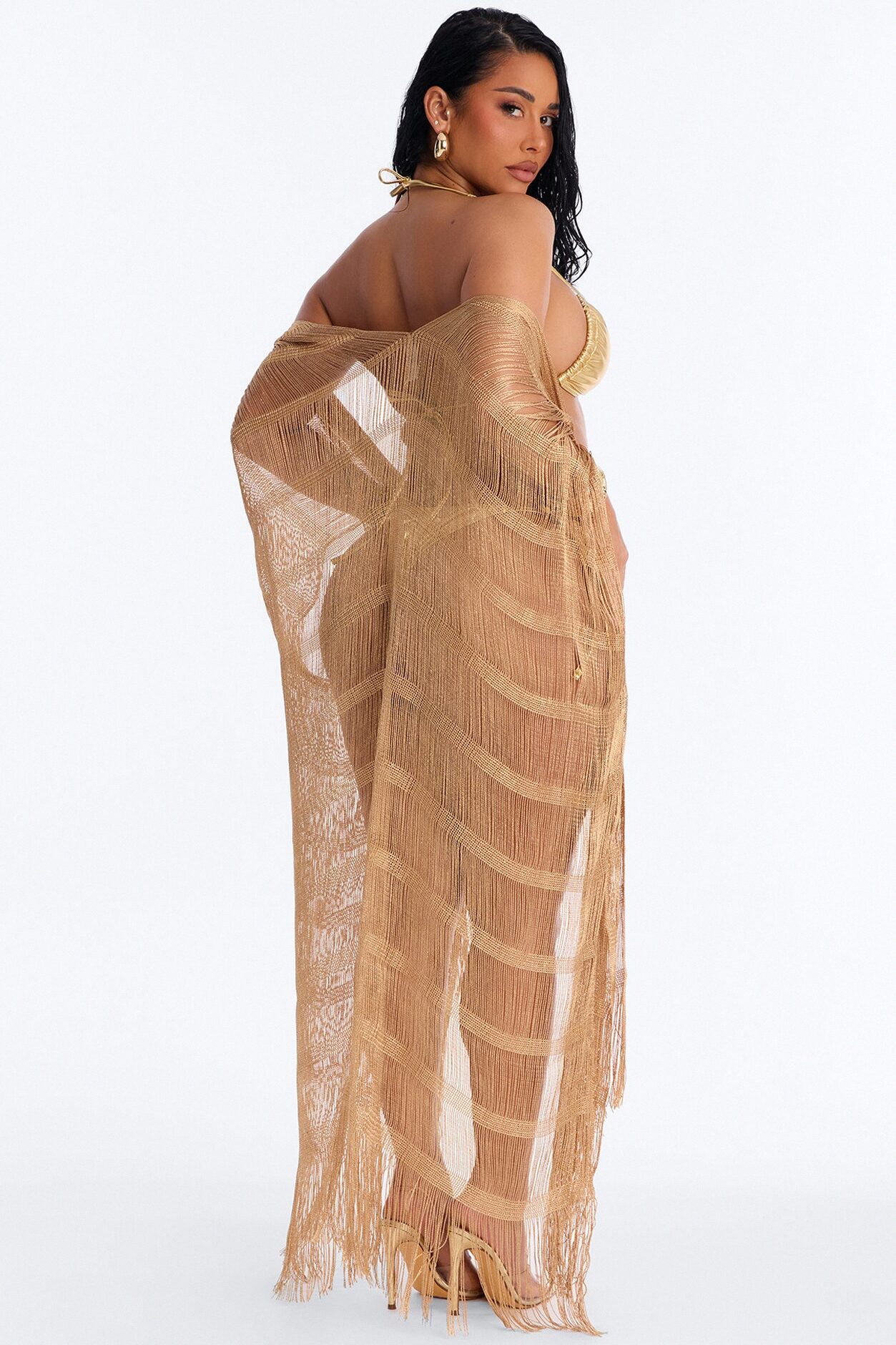 Letty Swim Cover Up Kimono - Gold