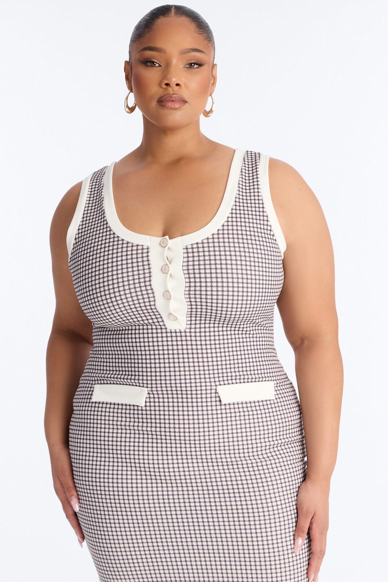 Wynne Printed Midi Dress - White/Black