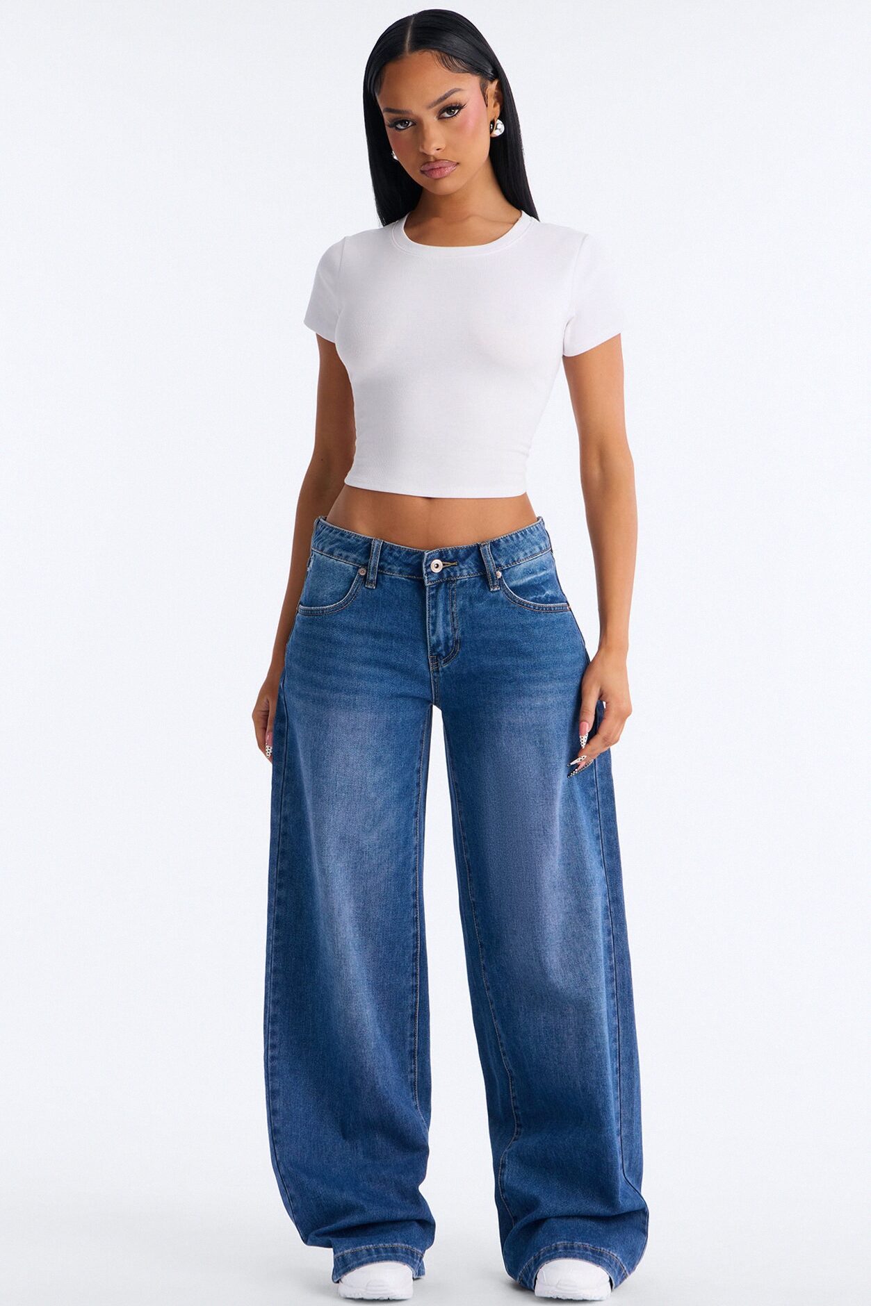 Rubie Non Stretch Wide Leg Jeans - Dark Wash