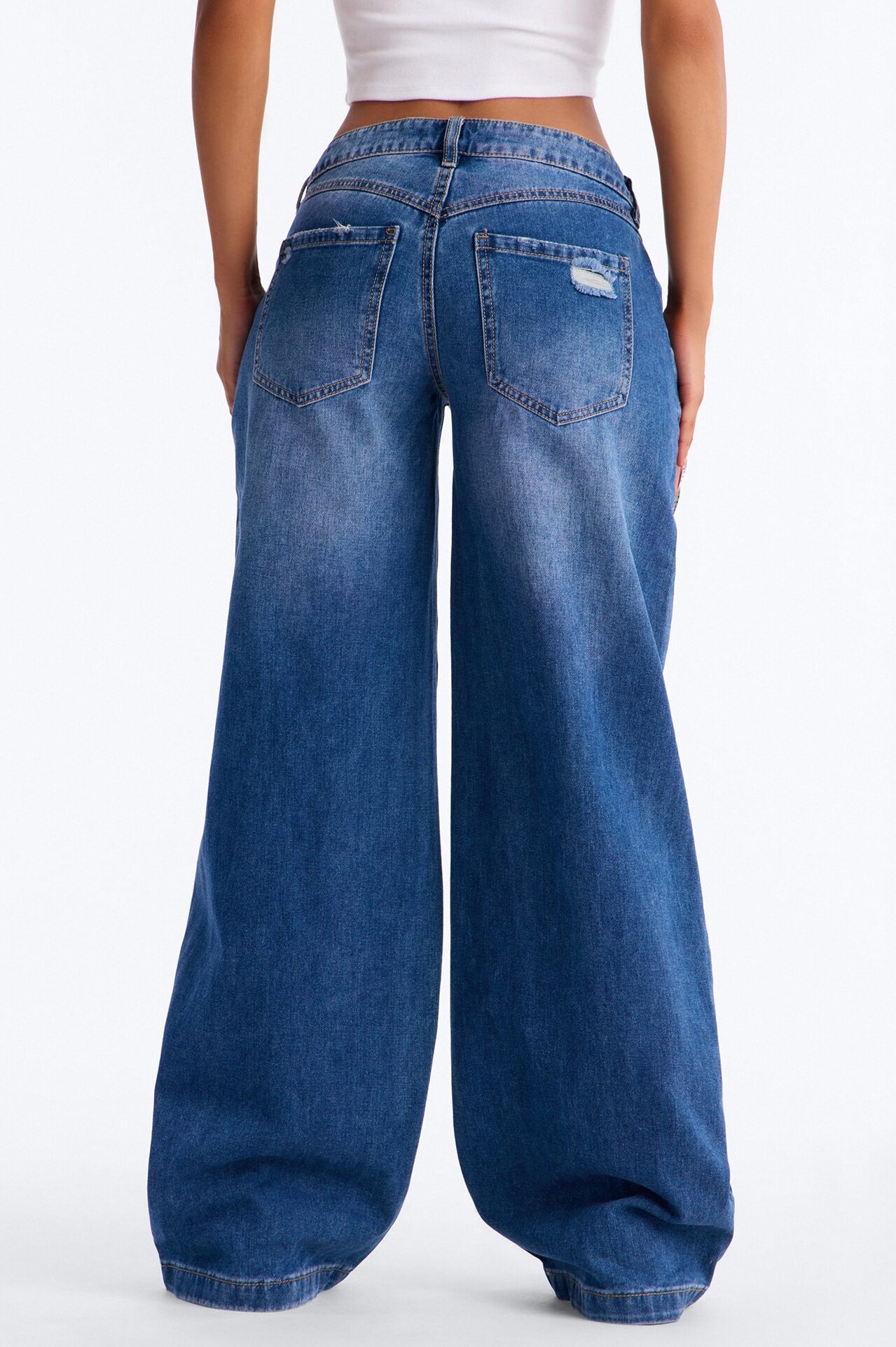 Rubie Non Stretch Wide Leg Jeans - Dark Wash