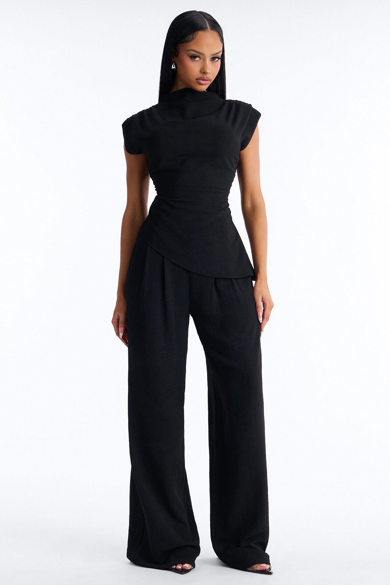 Marissa Ruched Pant Set - Black
