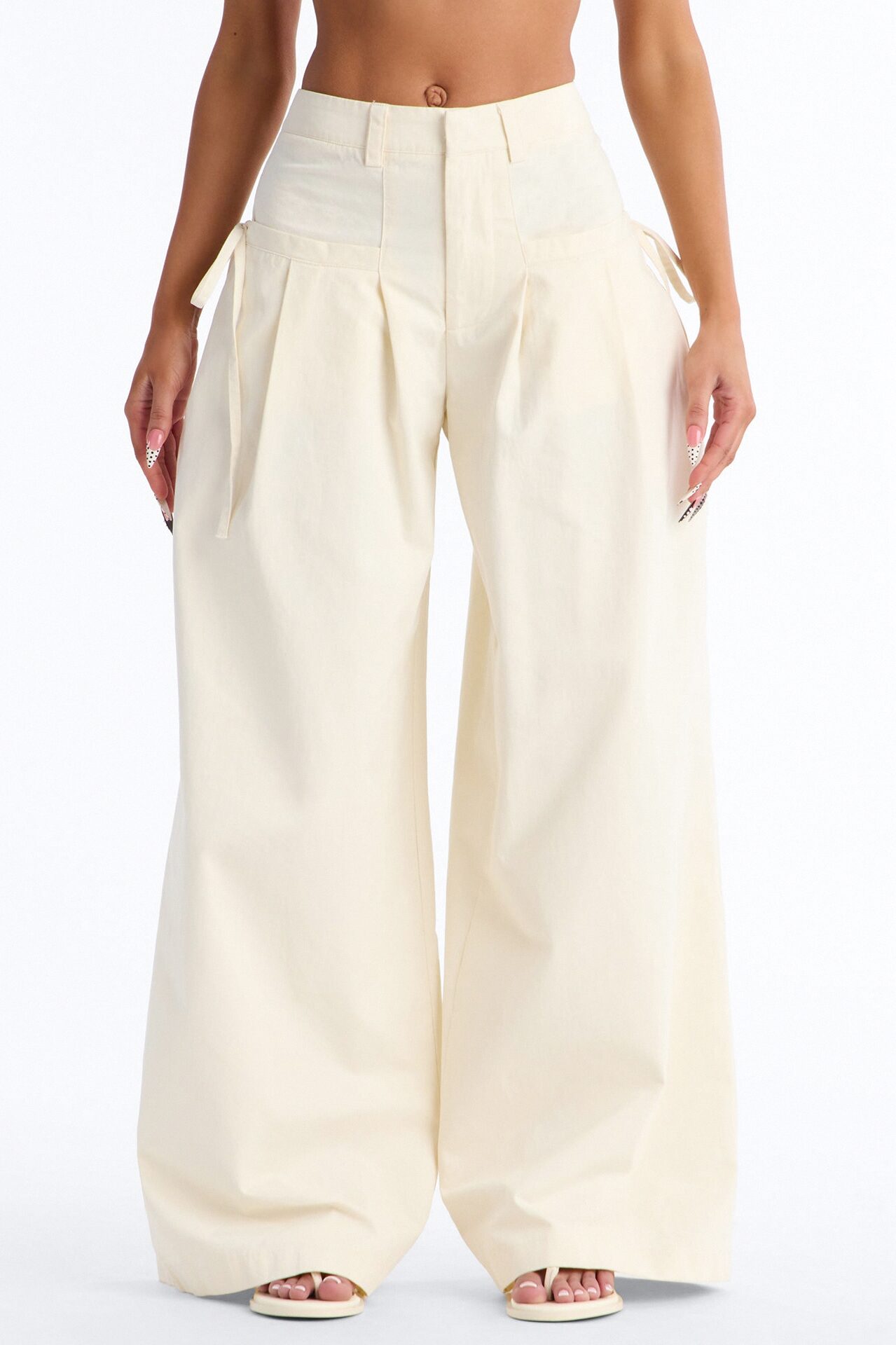 Tessa Twill Wide Leg Pant 32″ - Ivory