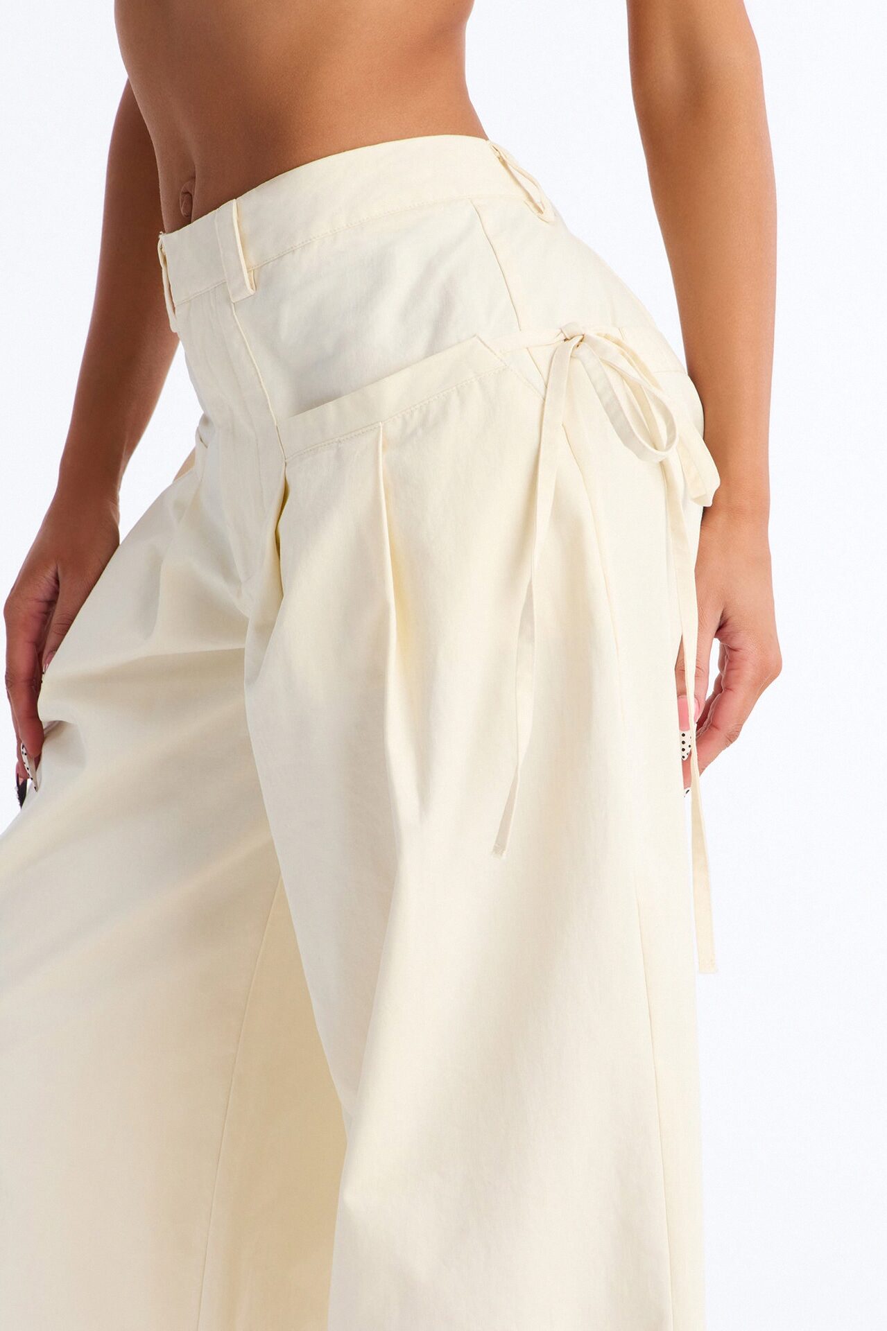 Tessa Twill Wide Leg Pant 32″ - Ivory