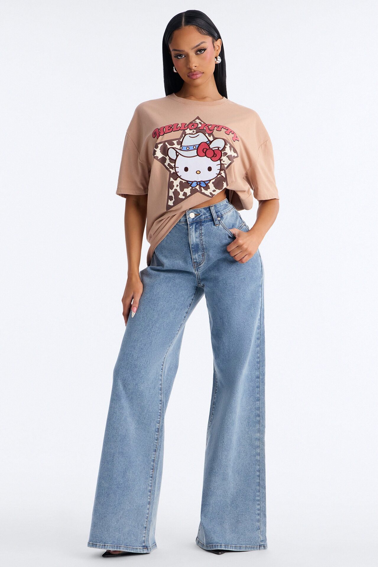Hello Kitty Western Patch Star Tee - LightBrown