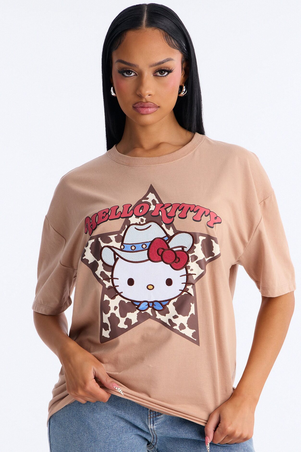 Hello Kitty Western Patch Star Tee - LightBrown