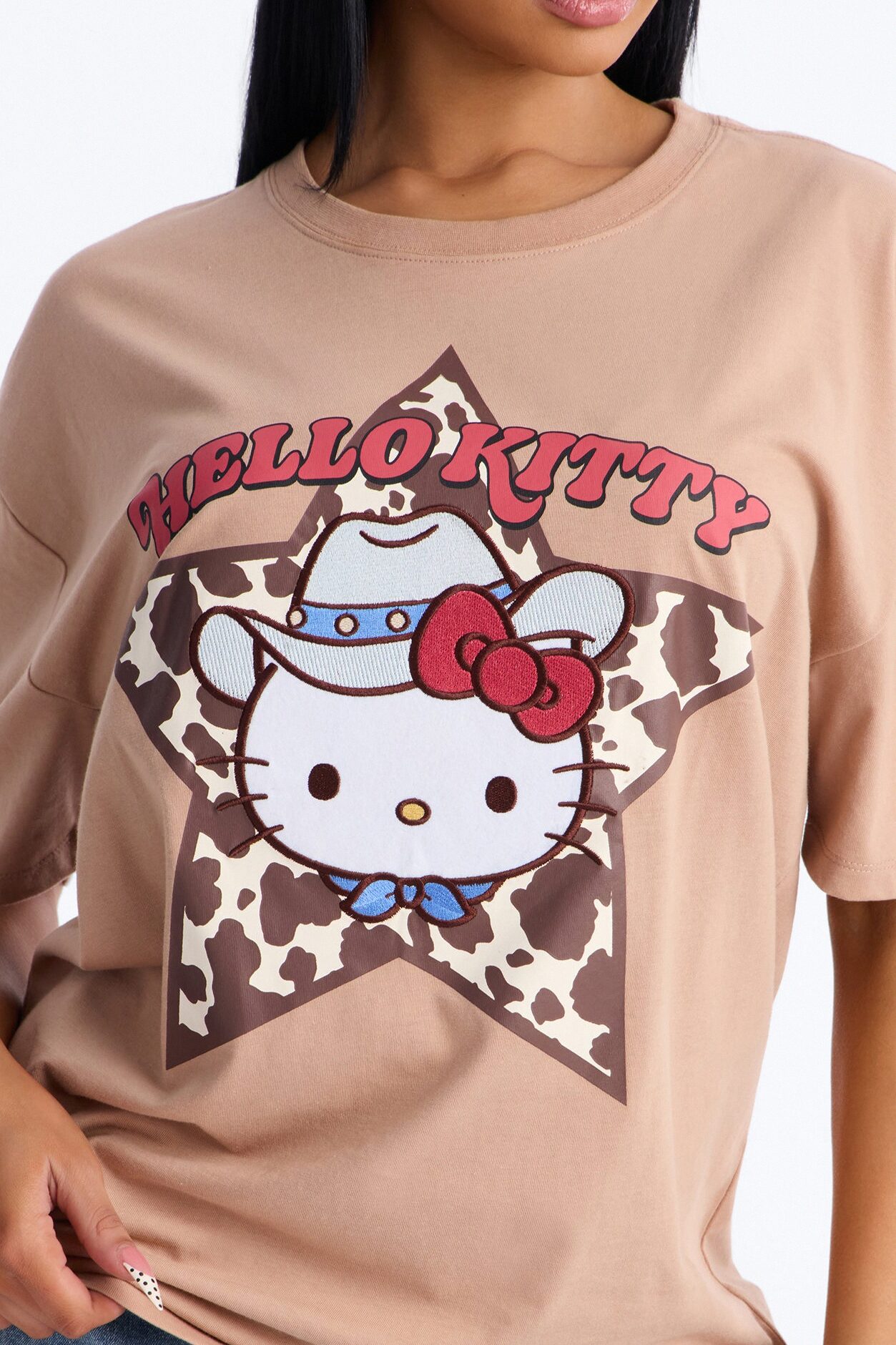 Hello Kitty Western Patch Star Tee - LightBrown