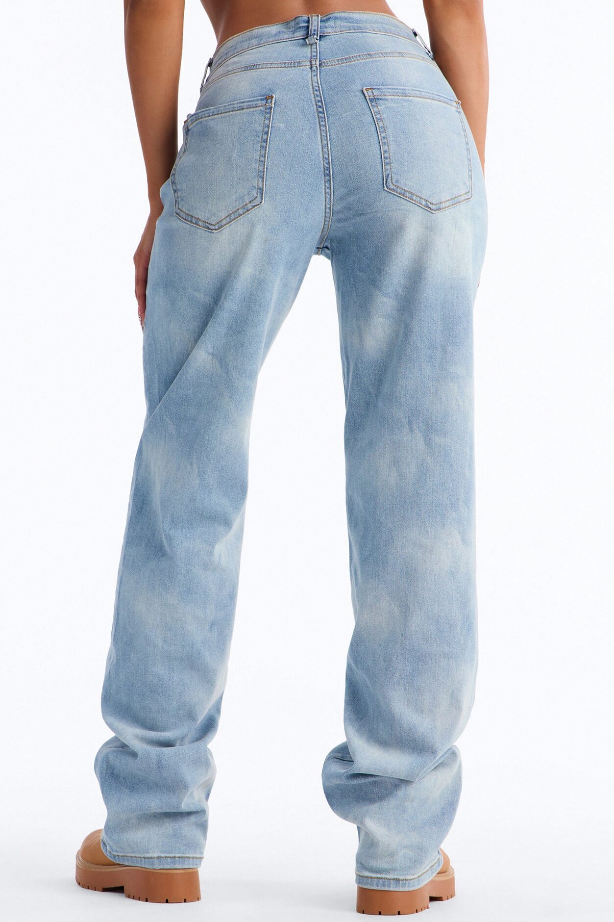 Serving Looks Cargo Overlay Stretch Straight Leg Jeans - Medium Wash