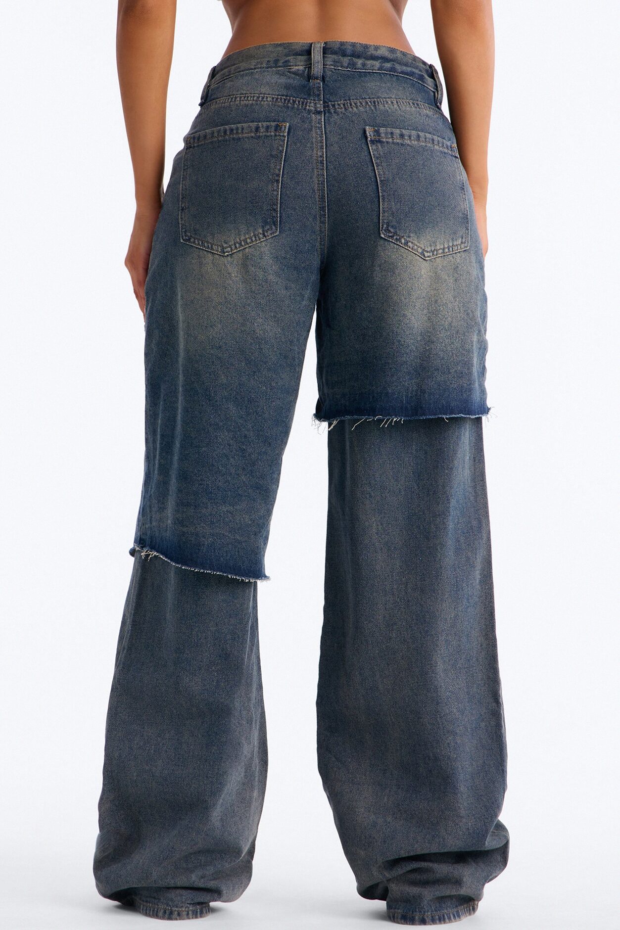 On The Inside Ripped Layered Jeans - Vintage Wash