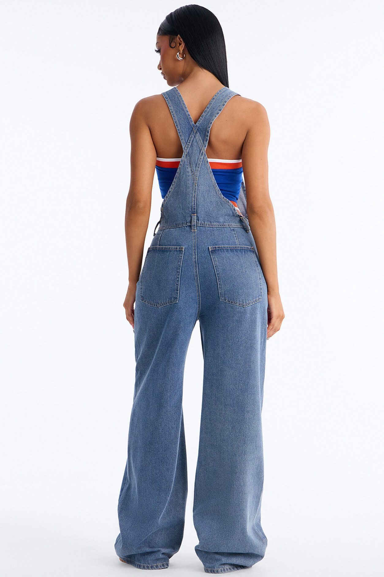 Janae Wide Leg Denim Overalls - Light Wash