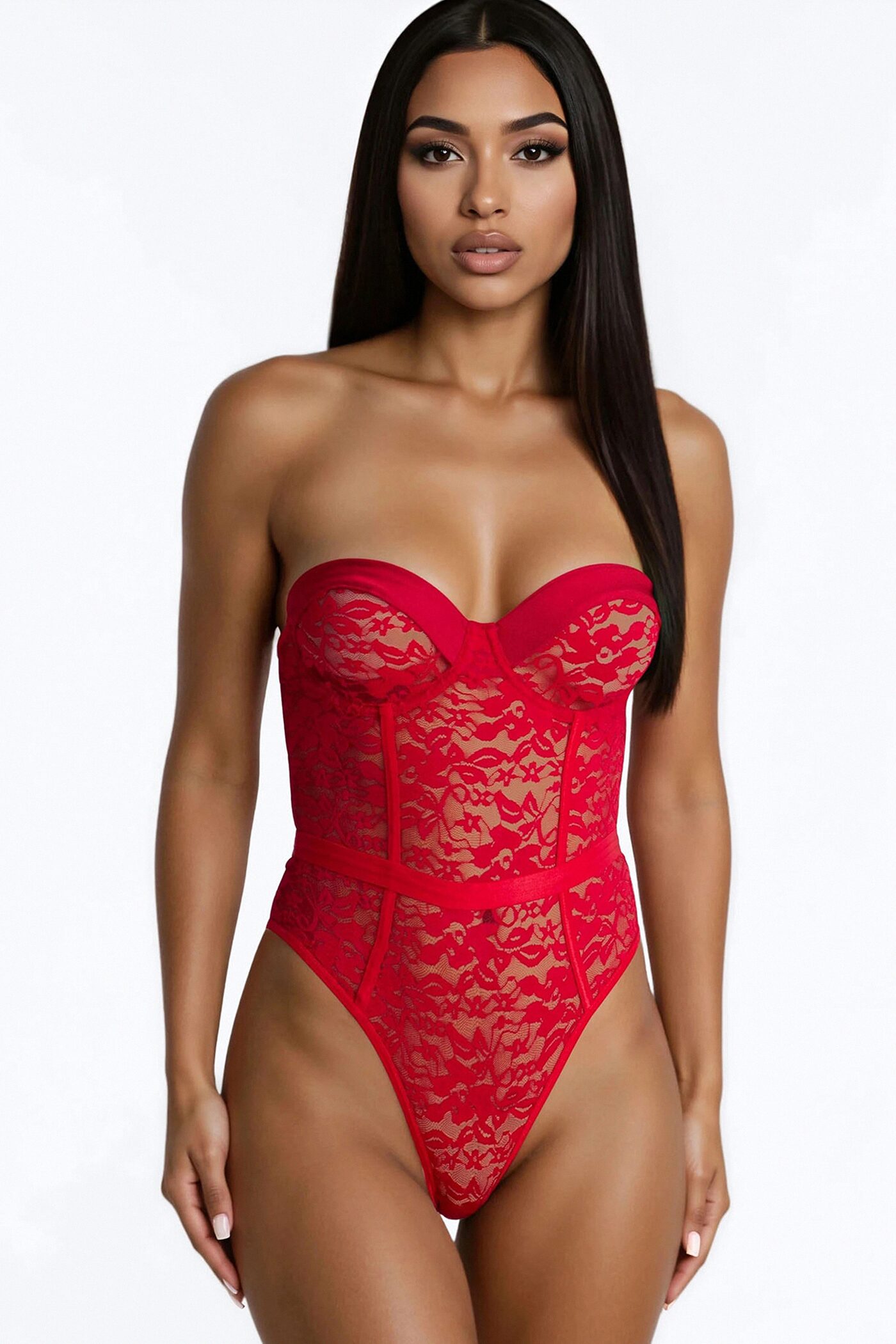 Show Me More Lace Underwire Teddy - Wine