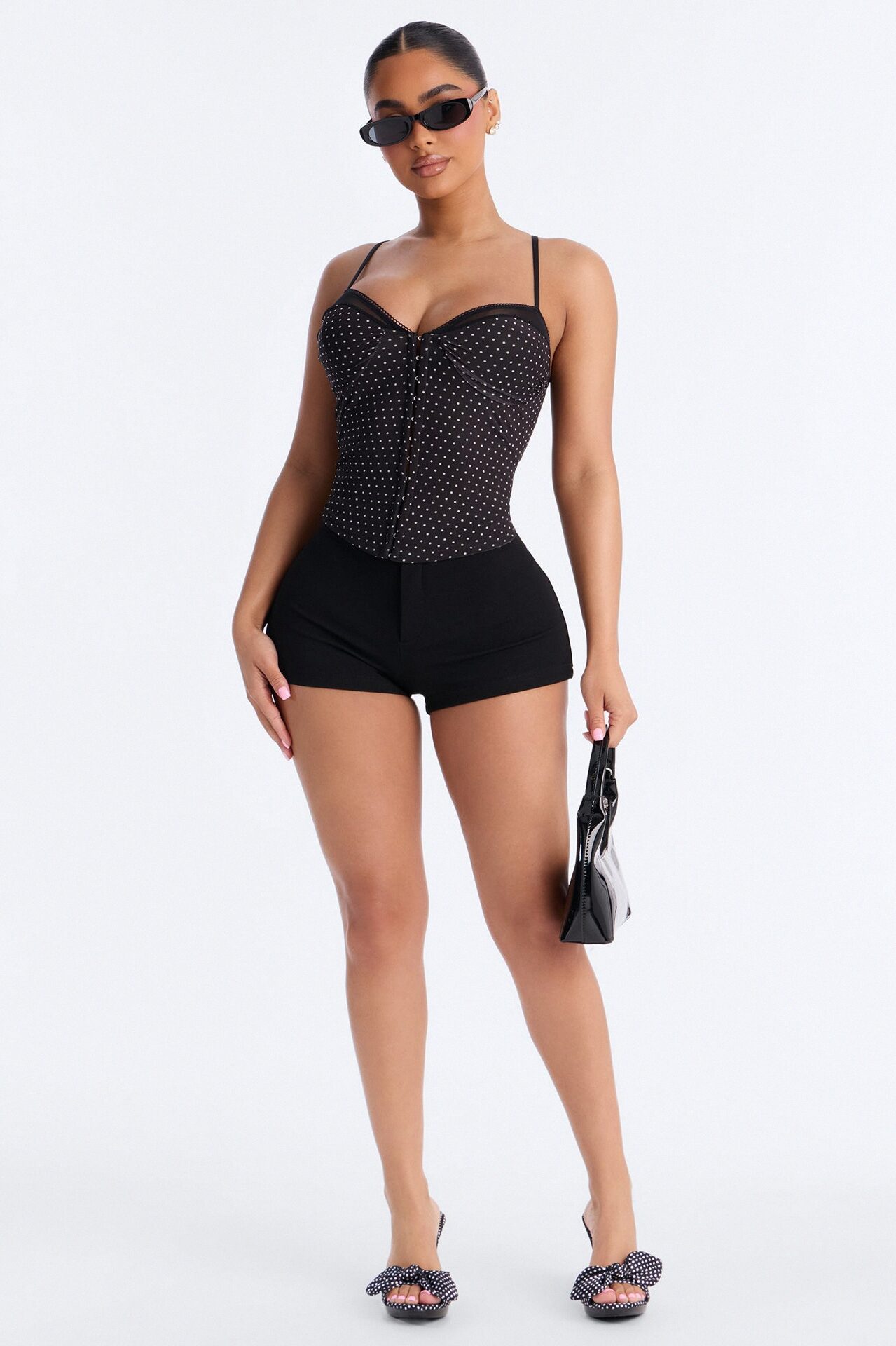 Love Spot Polka Dot Mesh Cami - Black/combo