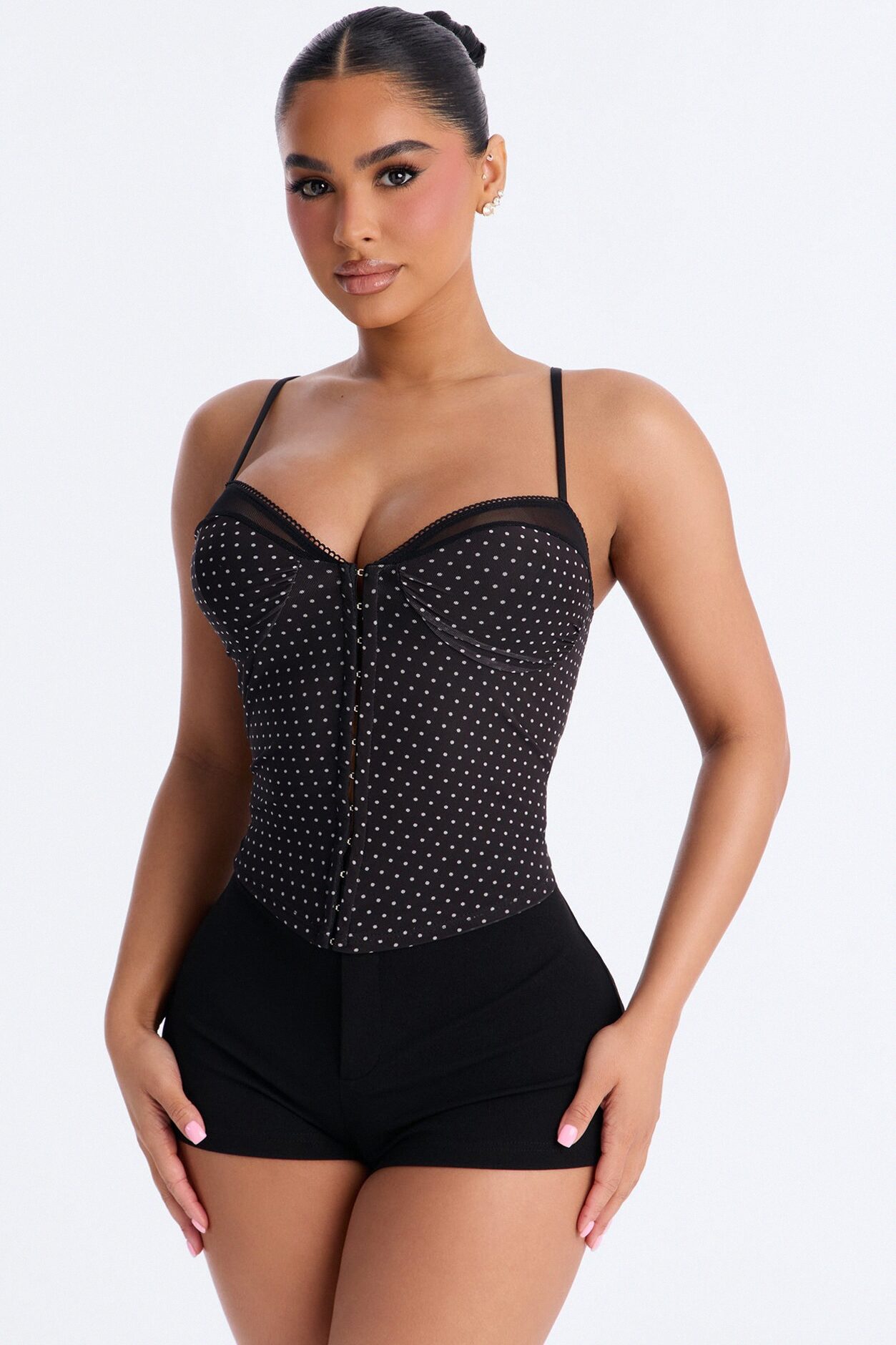 Love Spot Polka Dot Mesh Cami - Black/combo