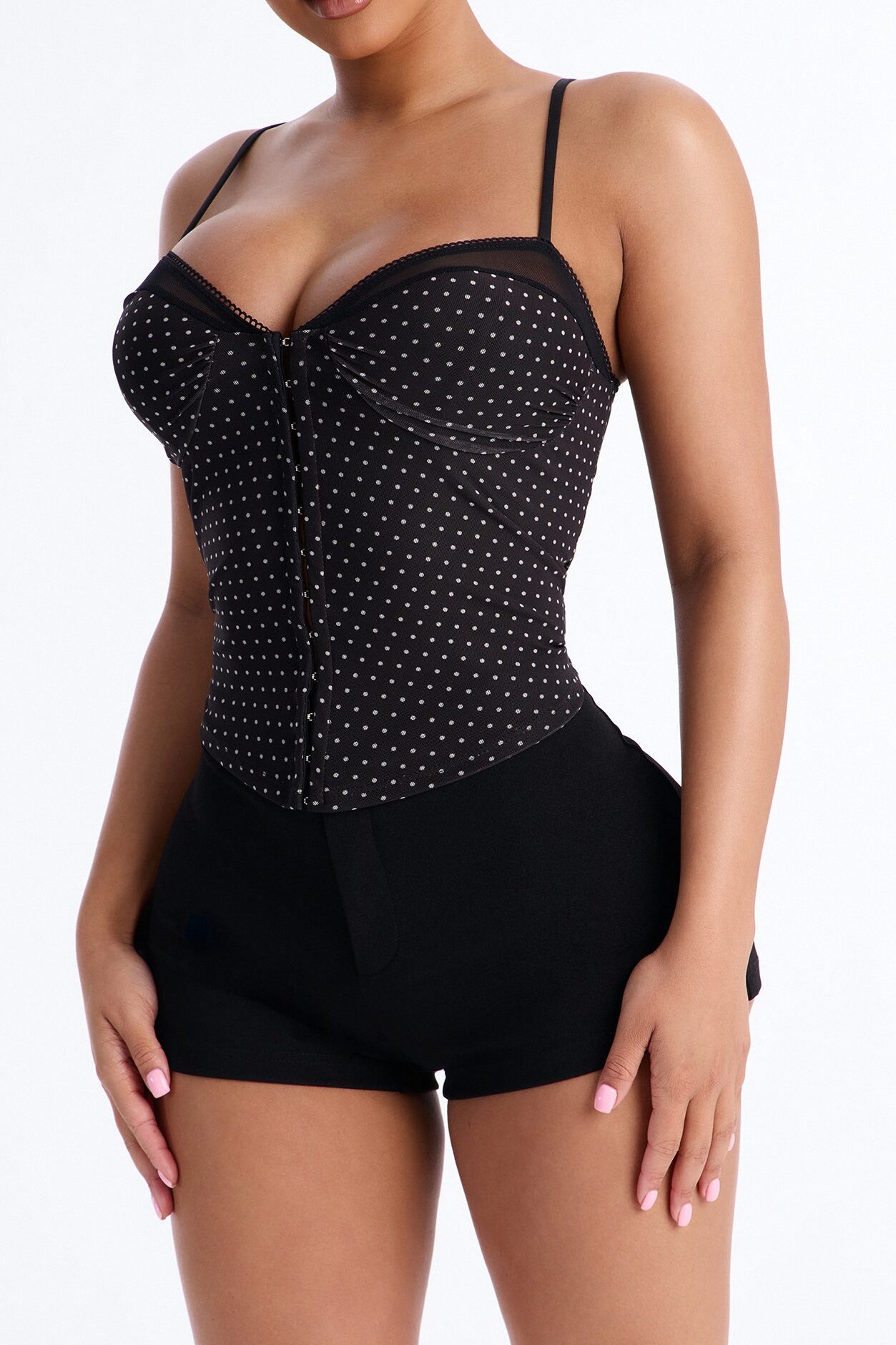 Love Spot Polka Dot Mesh Cami - Black/combo