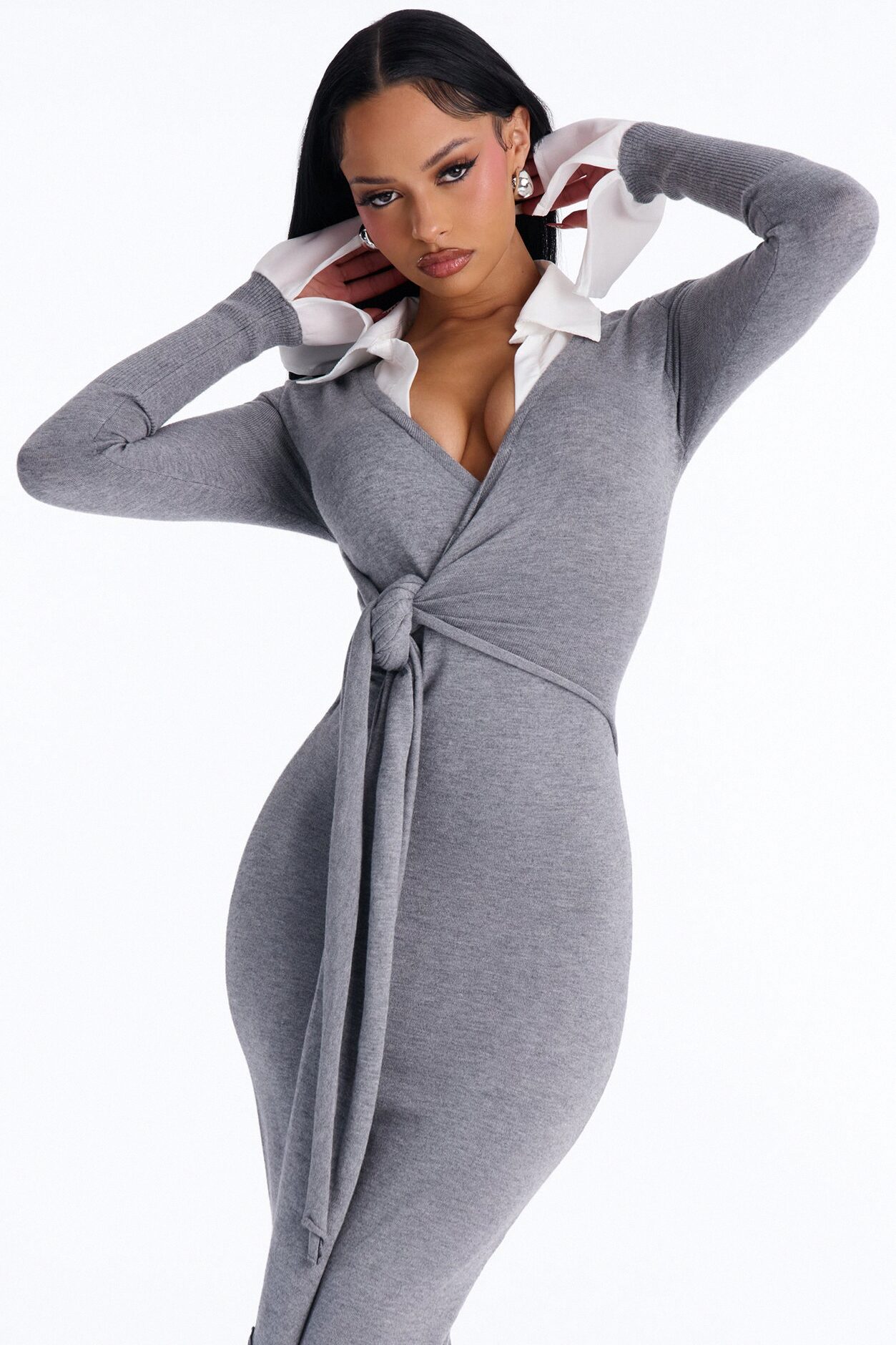 Switch It Up Sweater Maxi Dress - Charcoal/combo