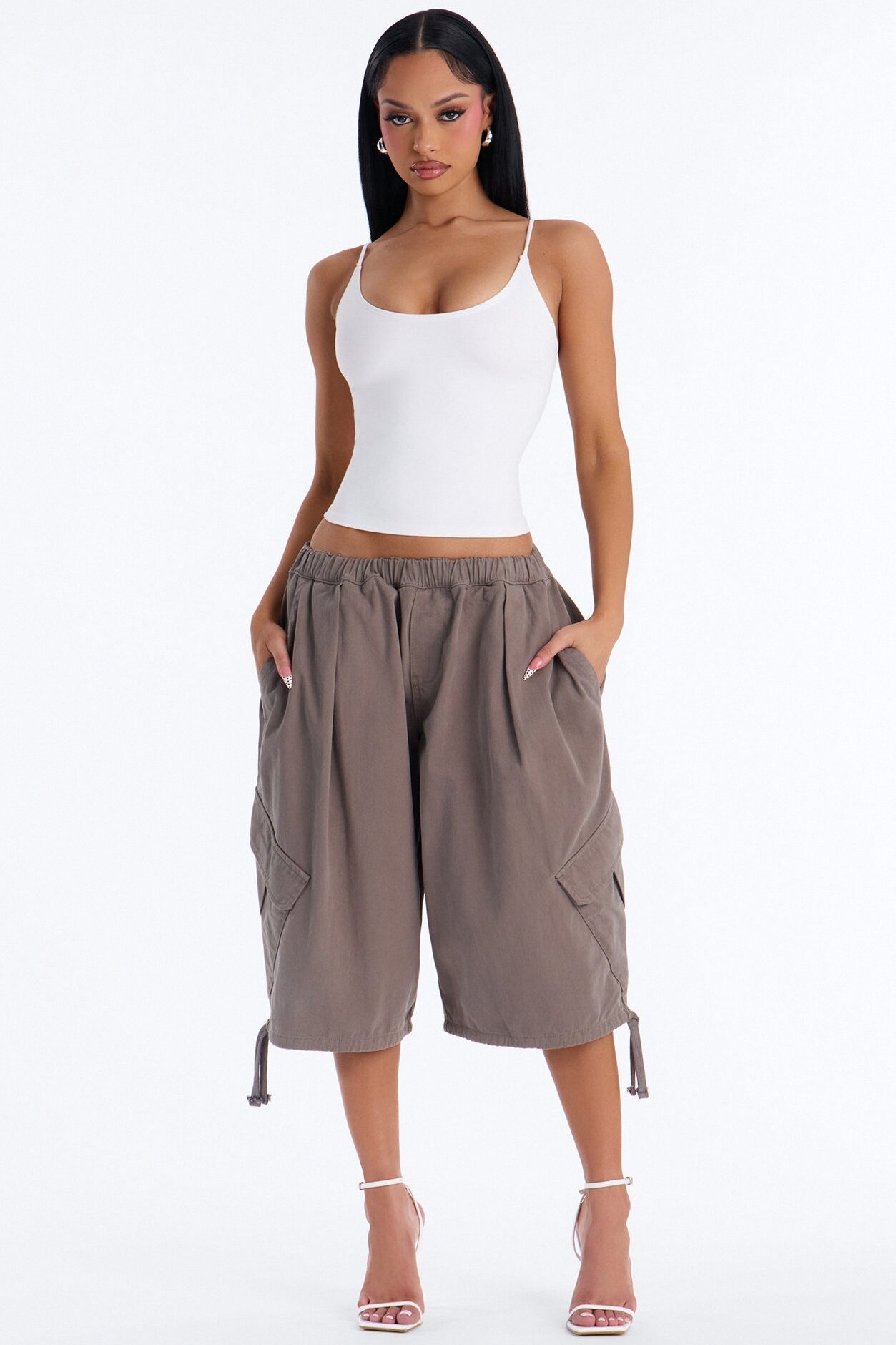 Carter Twill Cargo Bubble Hem Bermuda Short - Charcoal