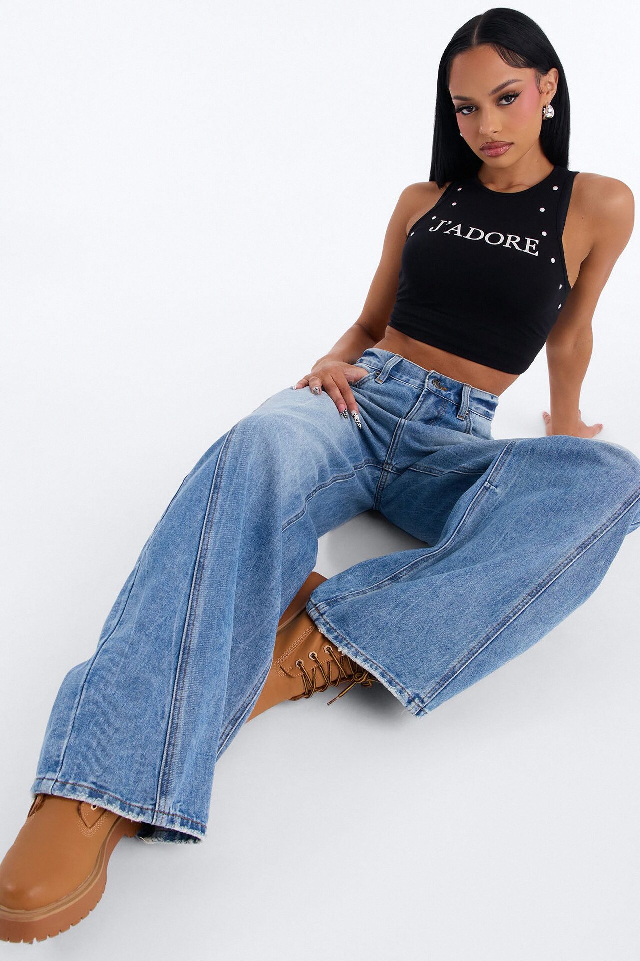 Gimme More Baggy Wide Leg Jeans - Medium Wash