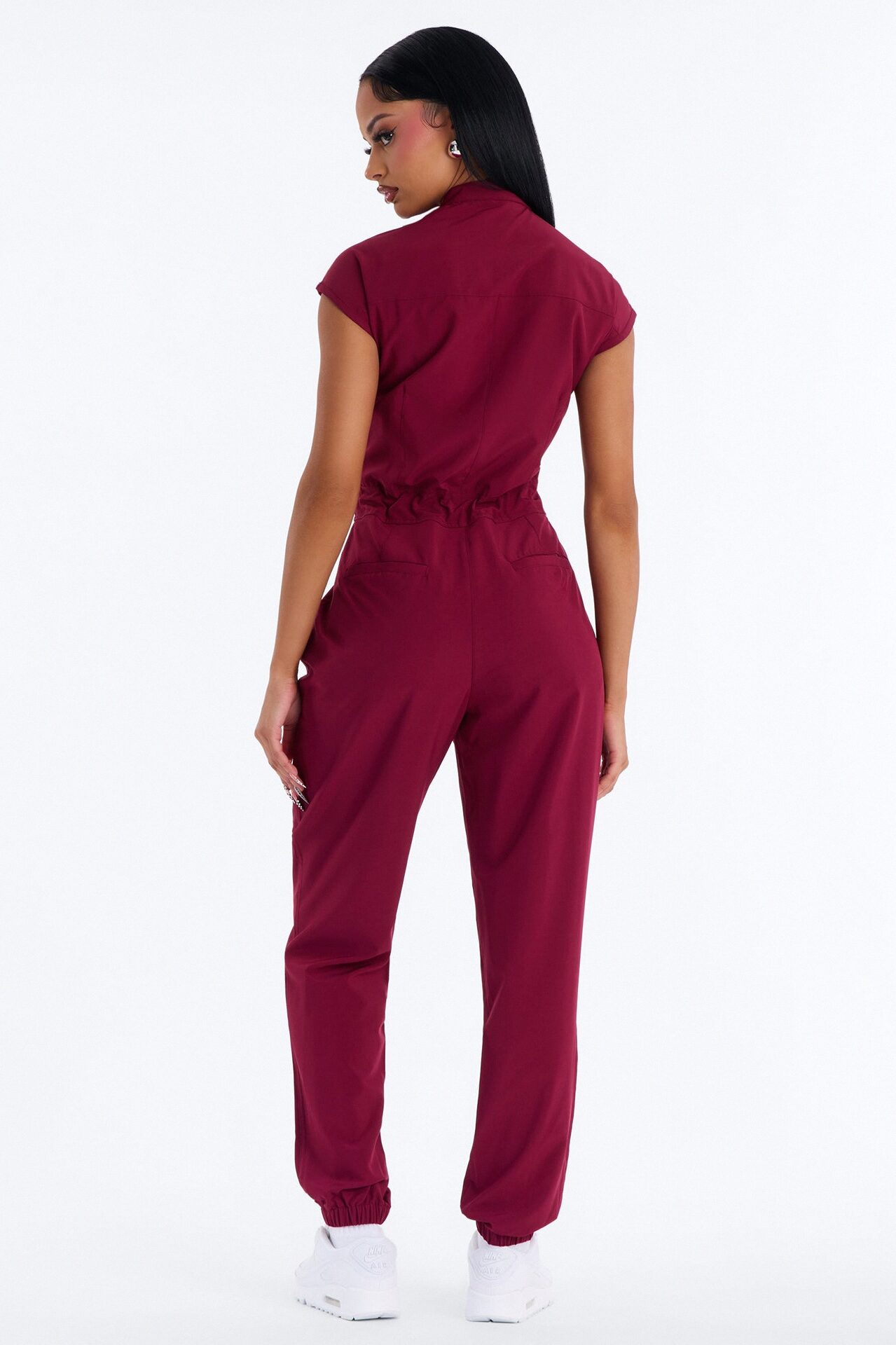 Ready Next Shift Stretch Scrub Jumpsuit - Burgundy
