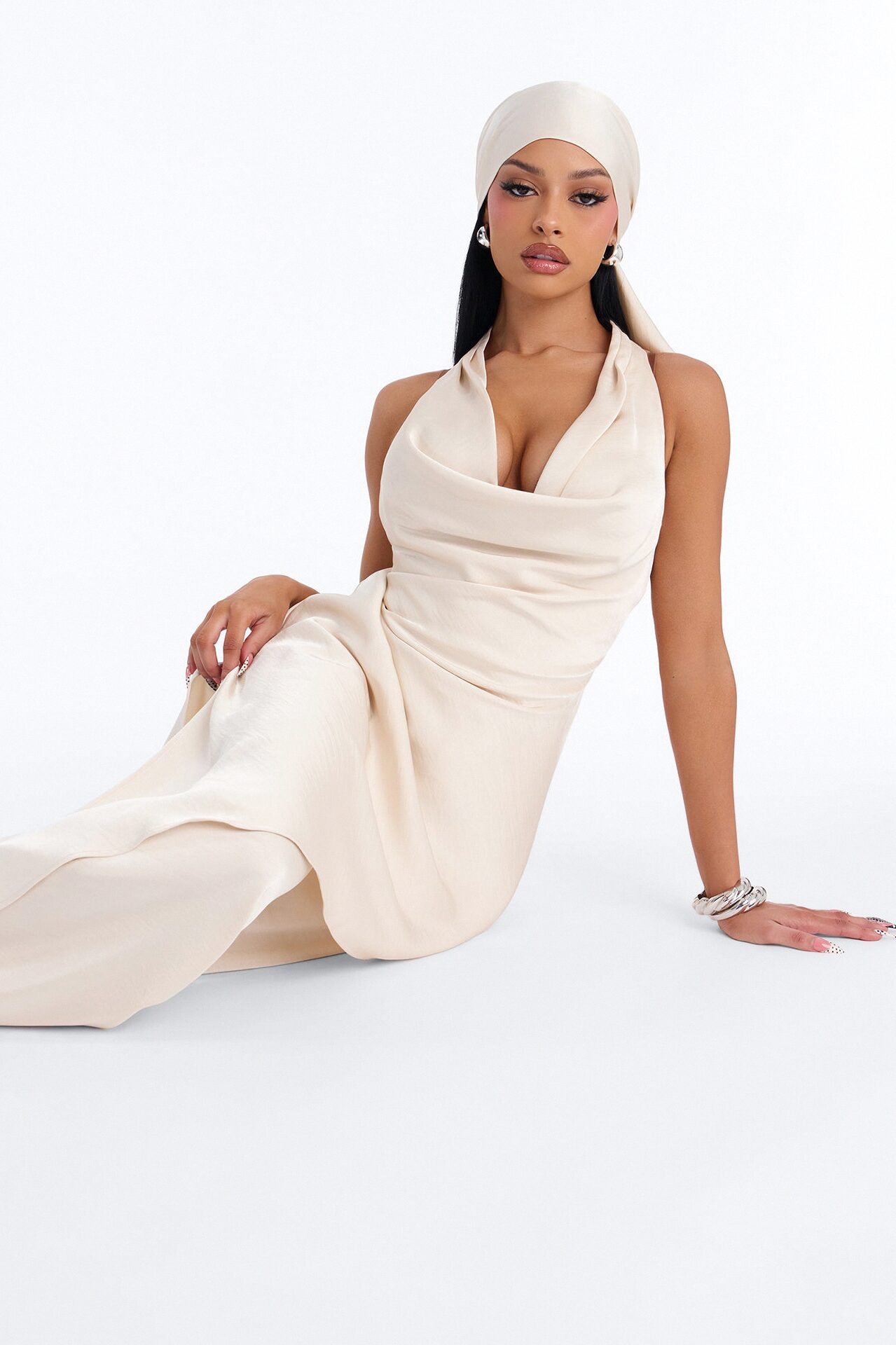 Kalina Cowlneck 2 Piece Jumpsuit Set - Champagne