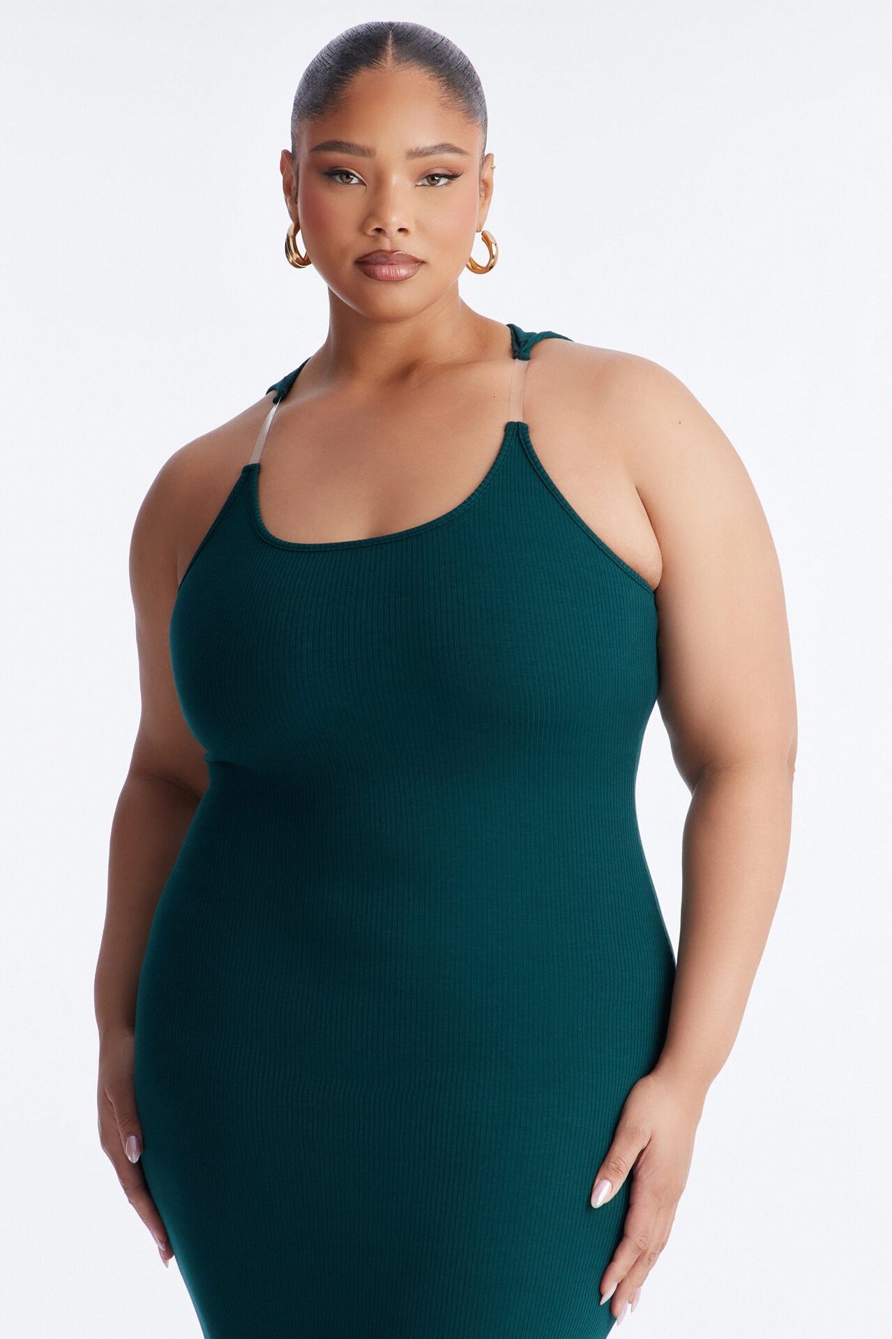 Trinity Hooded Ribbed Maxi Dress - Hunter