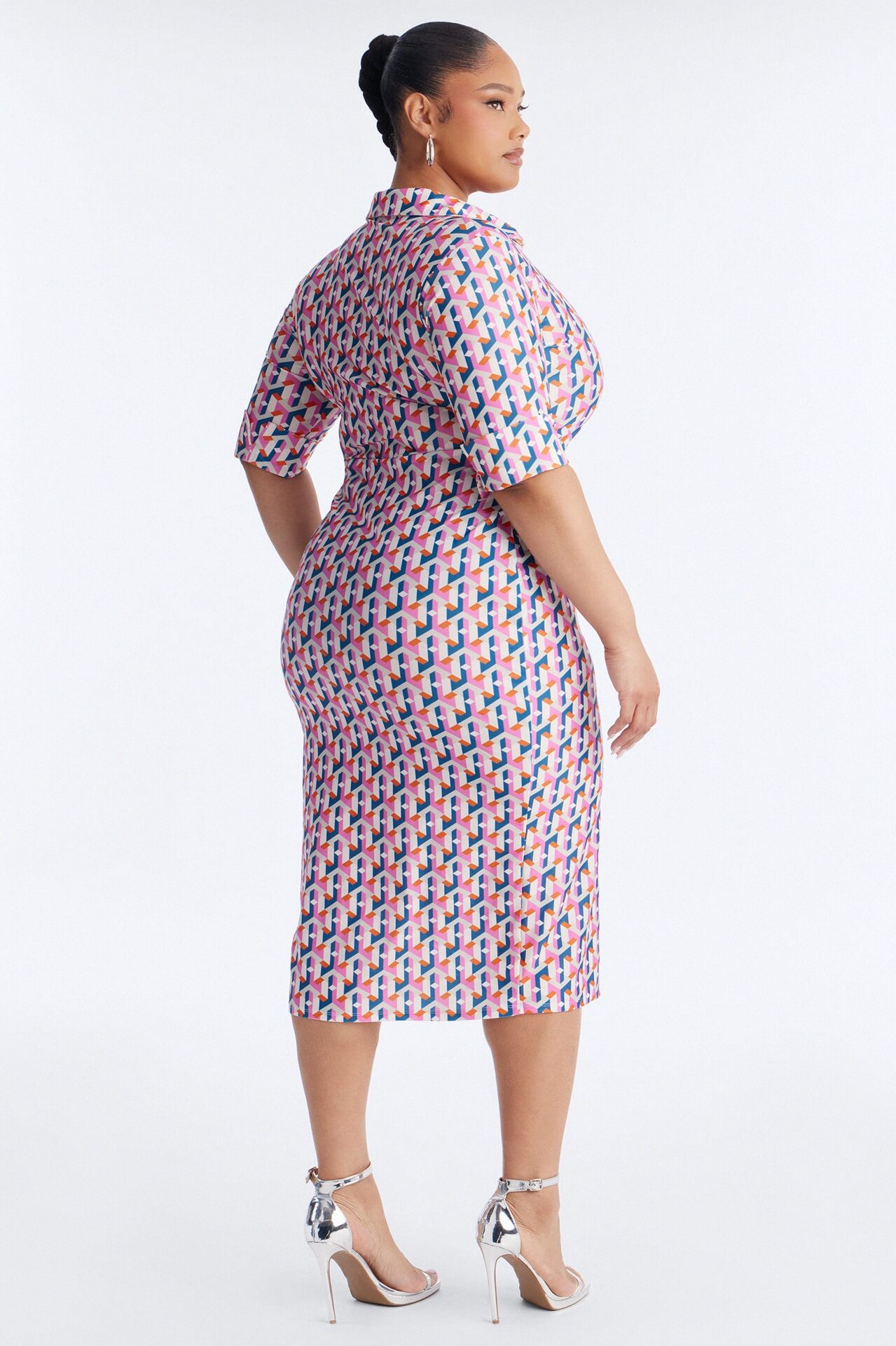 Elise Printed Midi Dress - Pink/combo