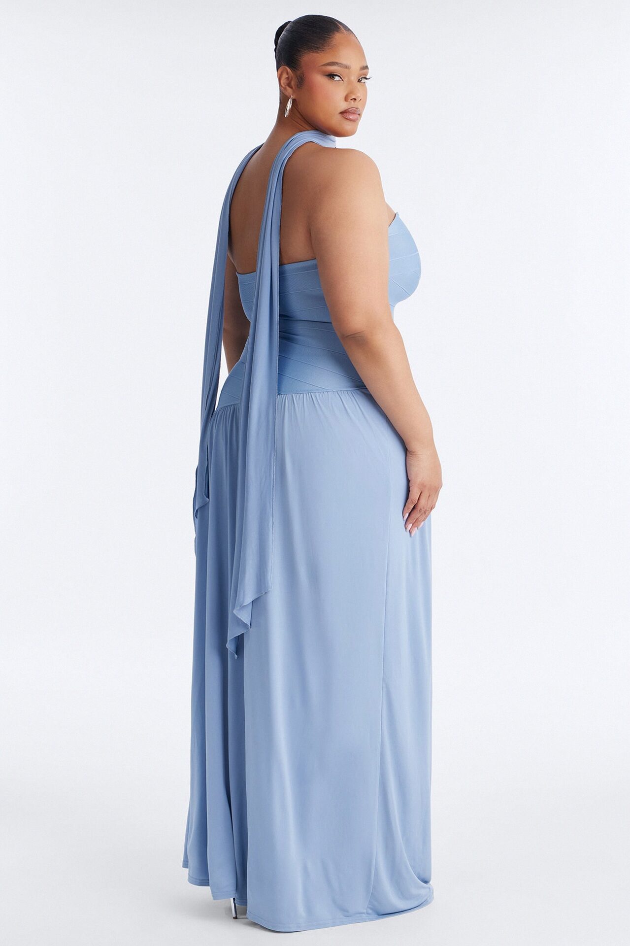 Amelia Drop Waist Bandage Gown - Dusty Blue