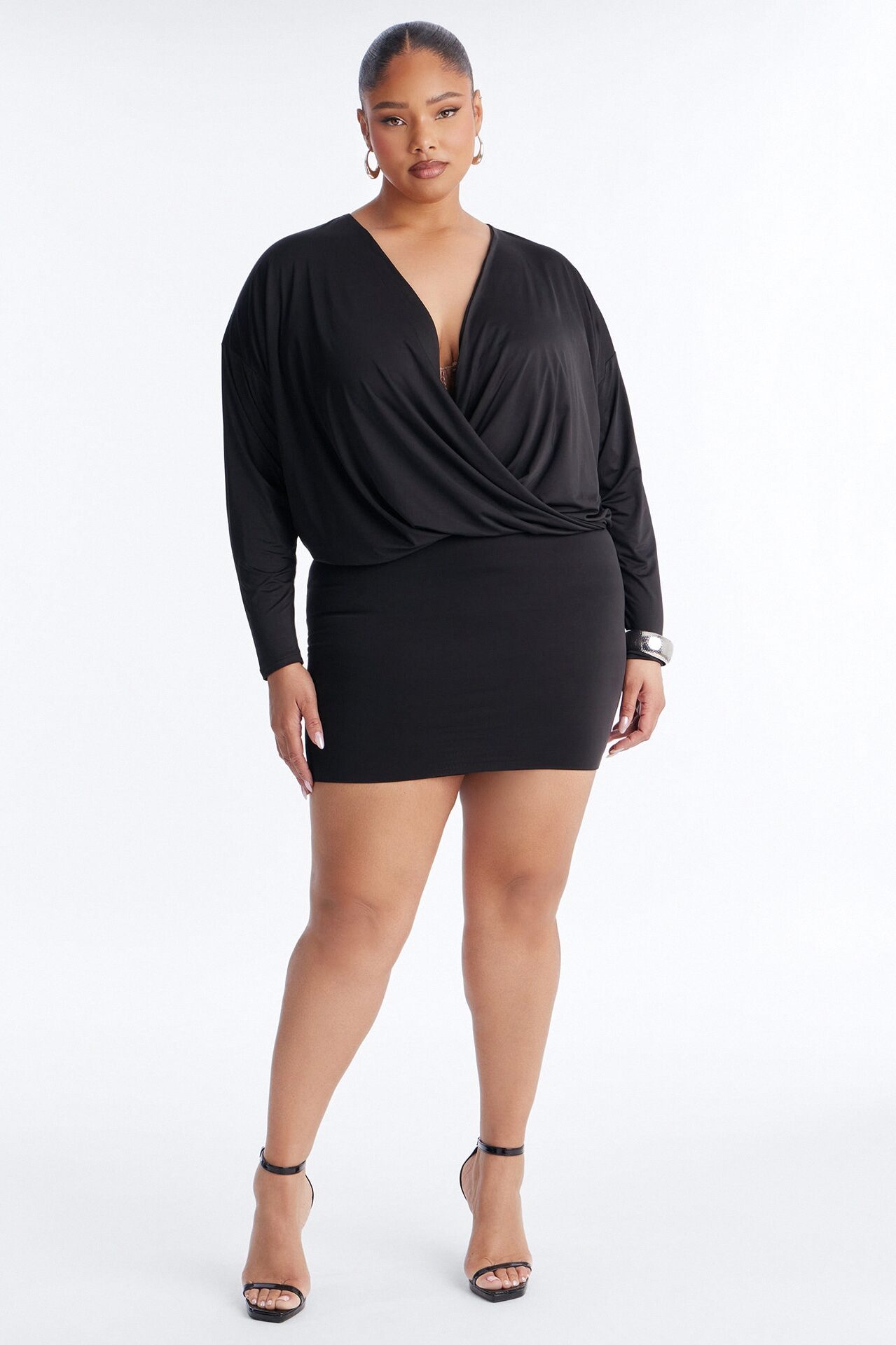 Odette Long Sleeve Mini Dress - Black