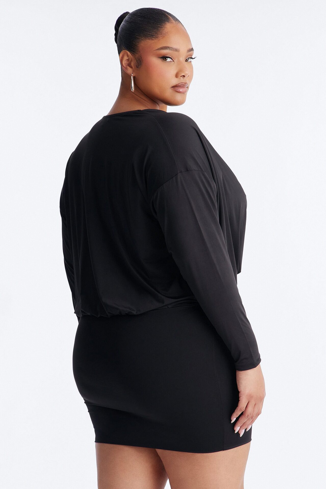 Odette Long Sleeve Mini Dress - Black