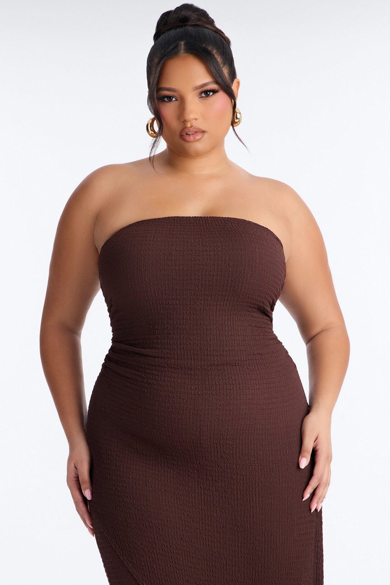 Ari Asymmetrical Strapless Jumpsuit - Chocolate