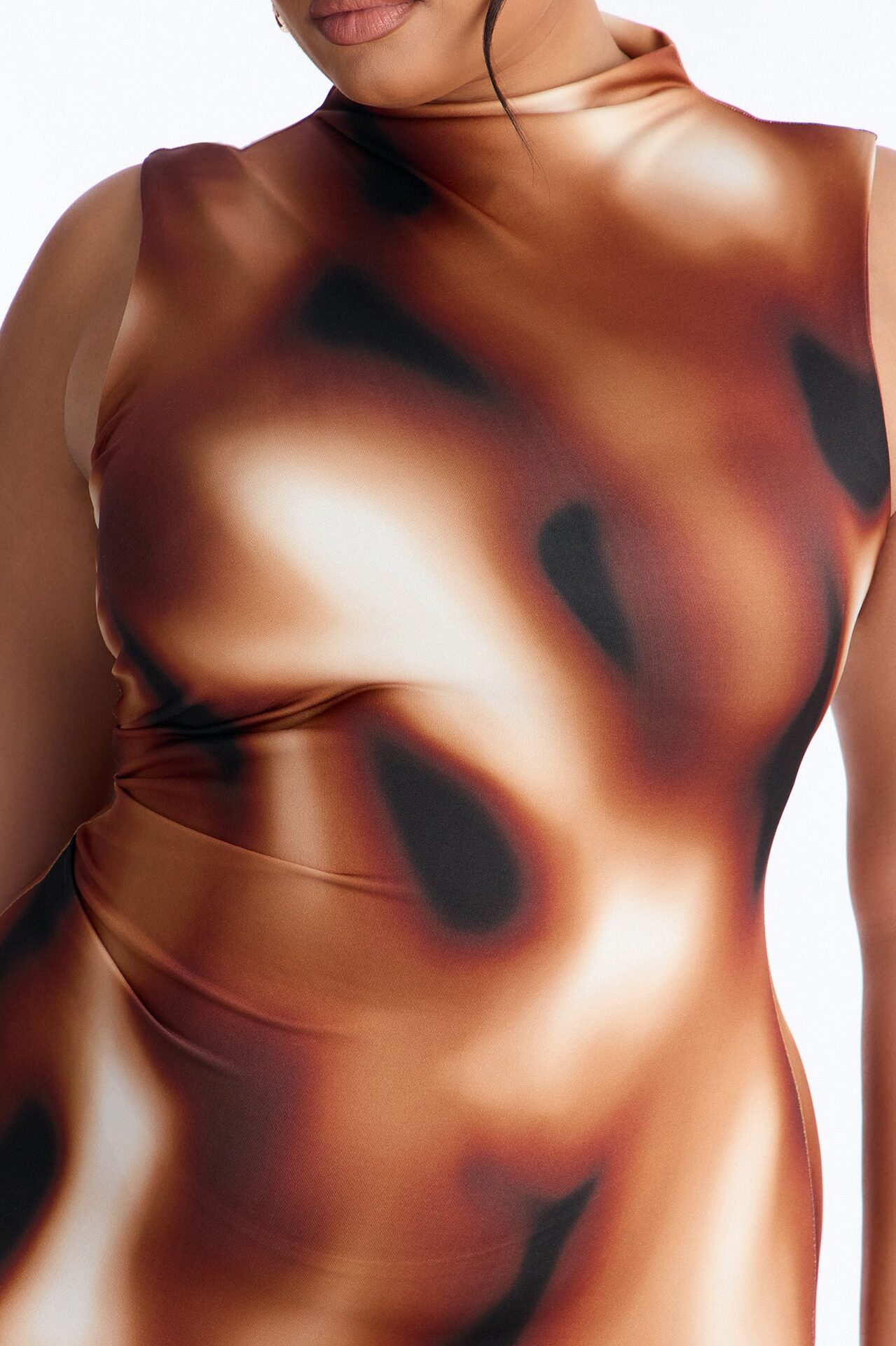 Zuri Tie Die Midi Dress - Brown/combo