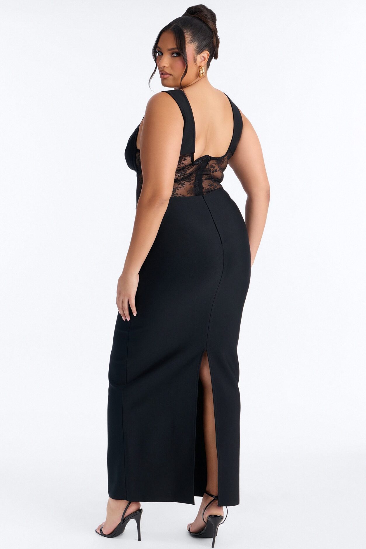 Freya Lace Bandage Gown - Black