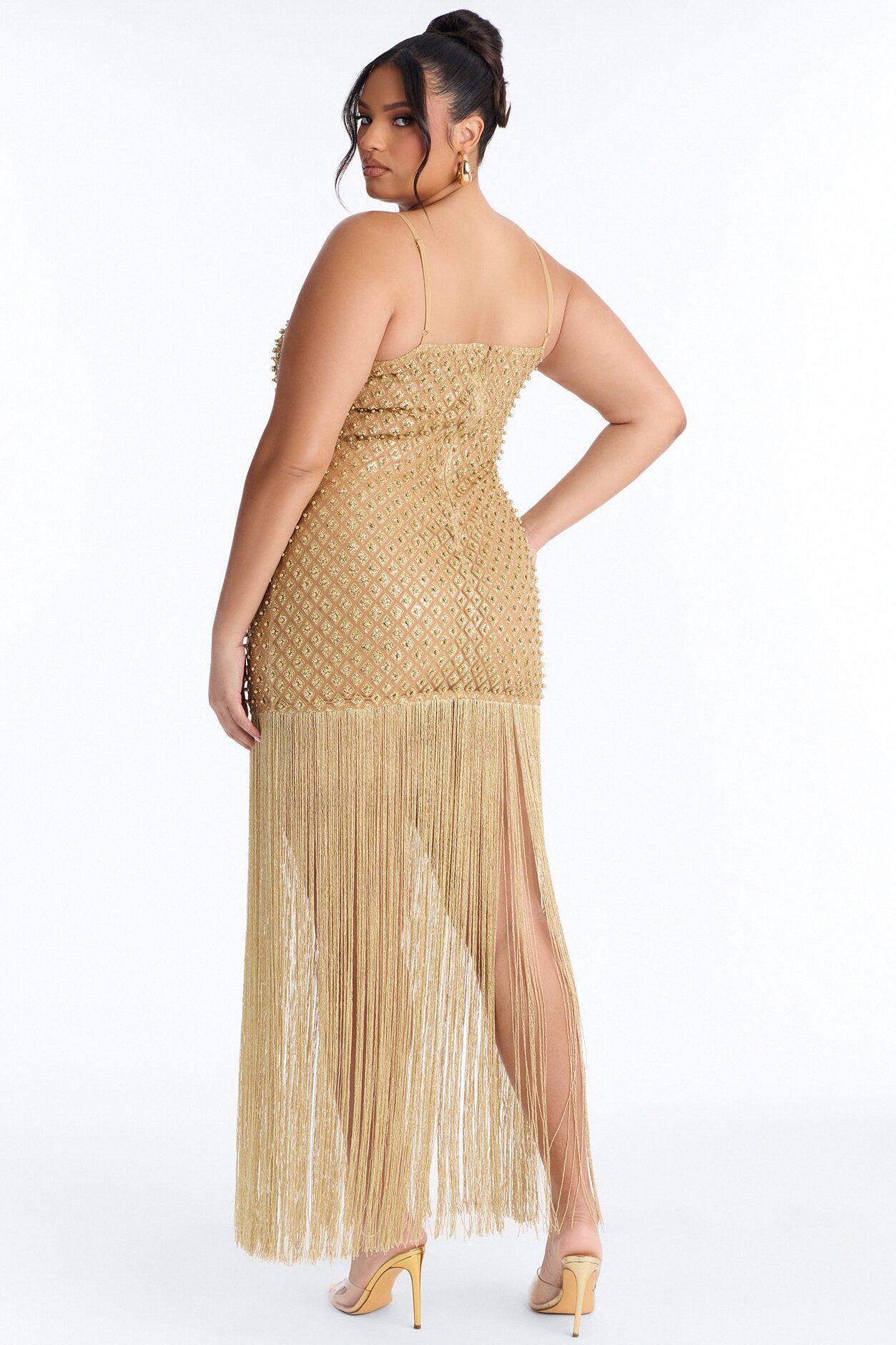 Roxi Fringe Maxi Dress - Gold
