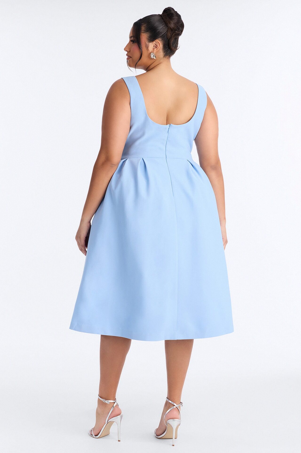 Anika Pleated Midi Dress - Blue