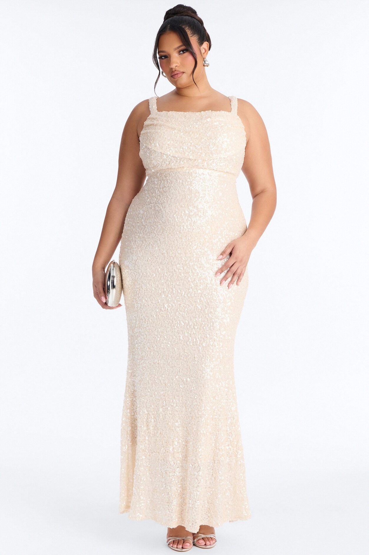 Glam Fantasy Sequin Gown - Cream