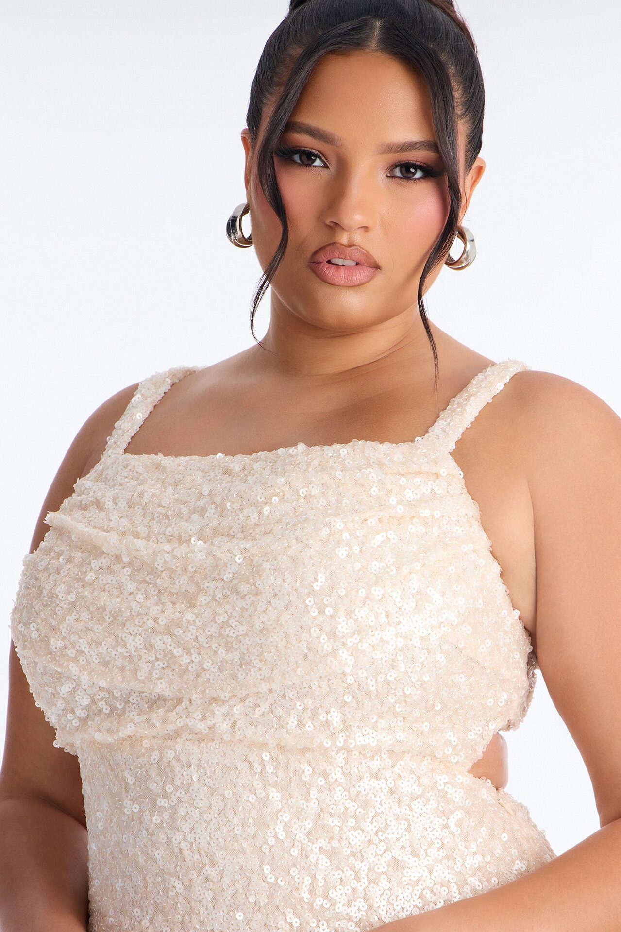 Glam Fantasy Sequin Gown - Cream