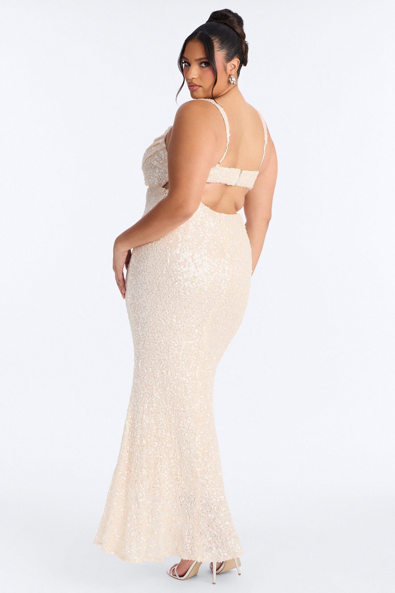 Glam Fantasy Sequin Gown - Cream