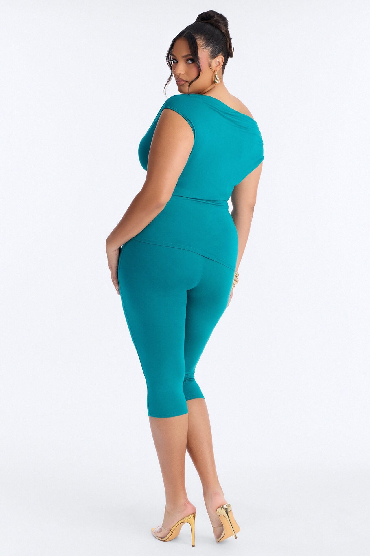Havana Off Shoulder Capri Pant Set - Teal