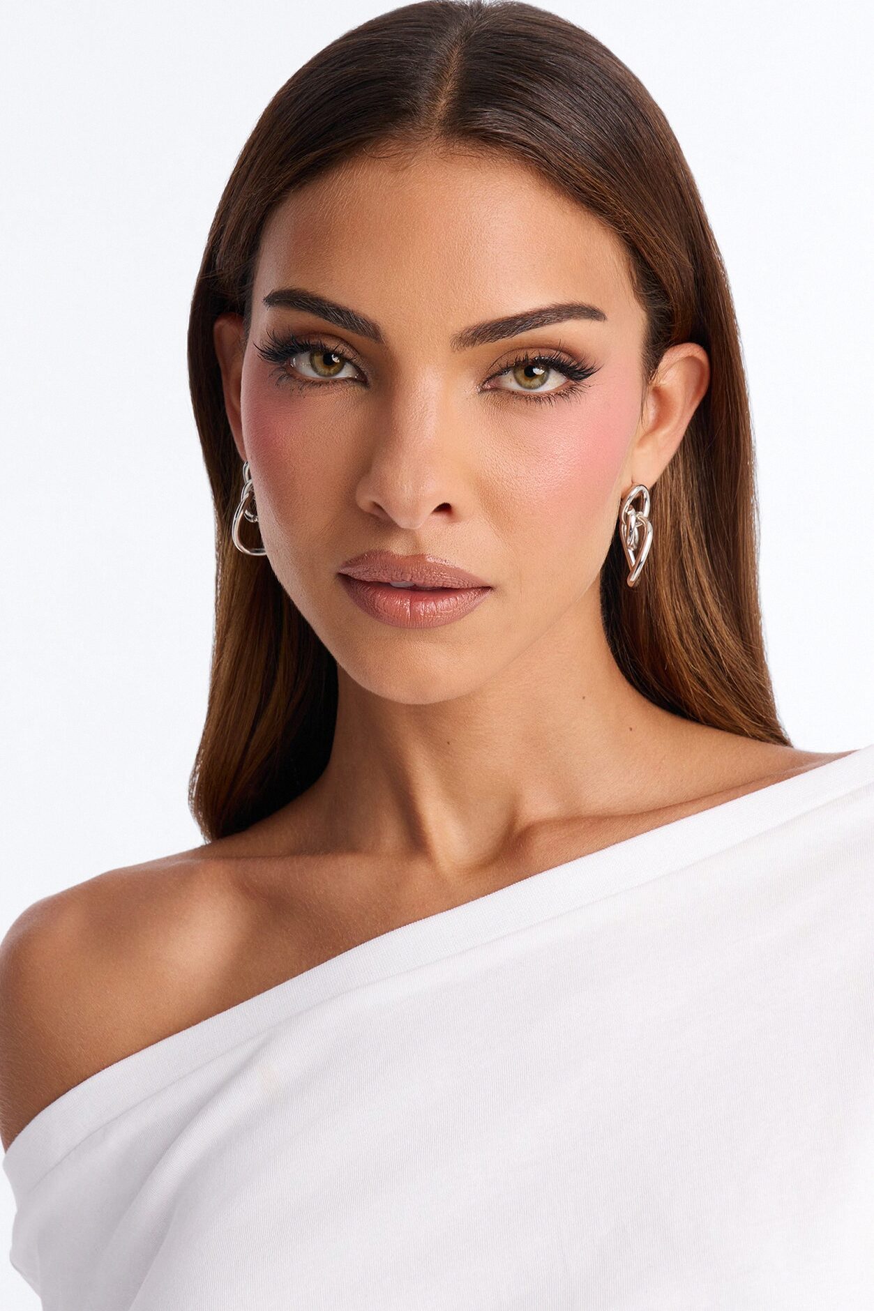 Lowered Chain Hardware Drop Earrings - Silver
