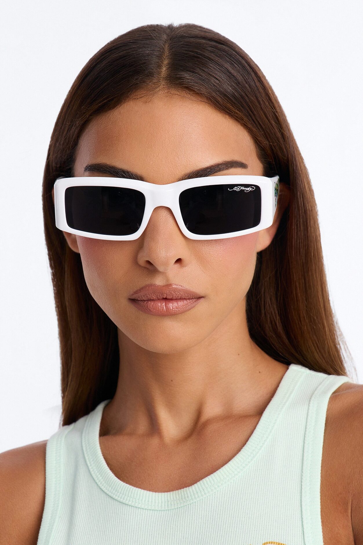 Ray Reactor Ed Hardy Square Sunglasses - White