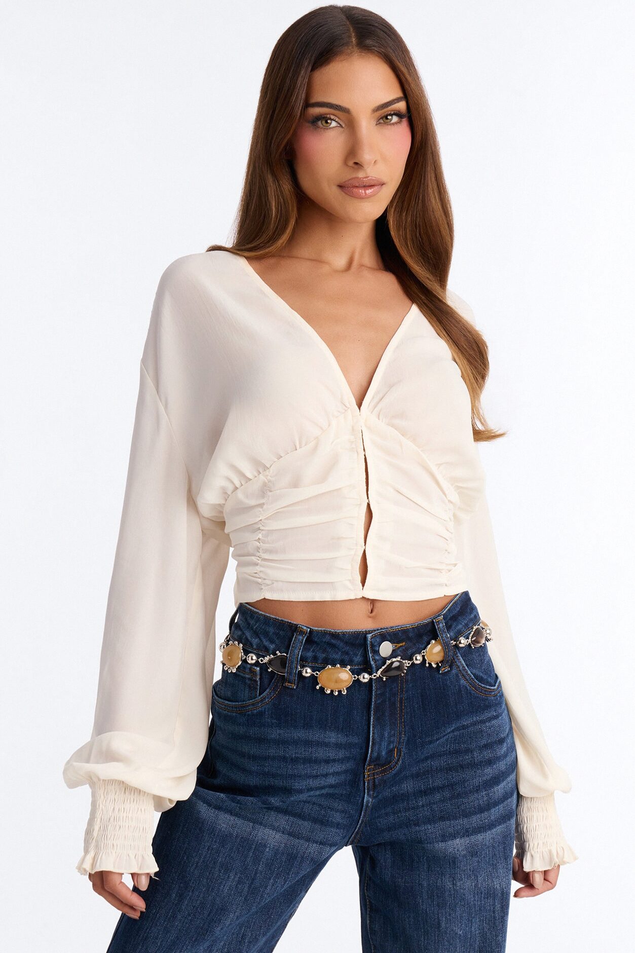 Birth Stones Chain Belt - Silver/Brown