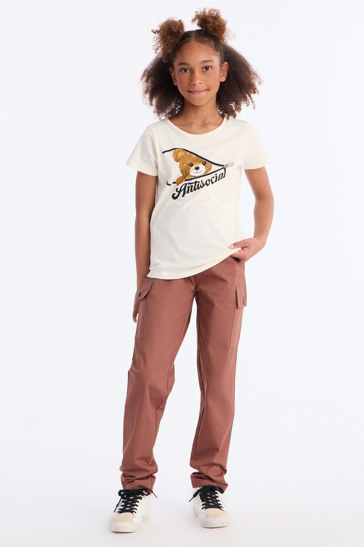 Mini Feeling Antisocial Pant Set - Cream/combo