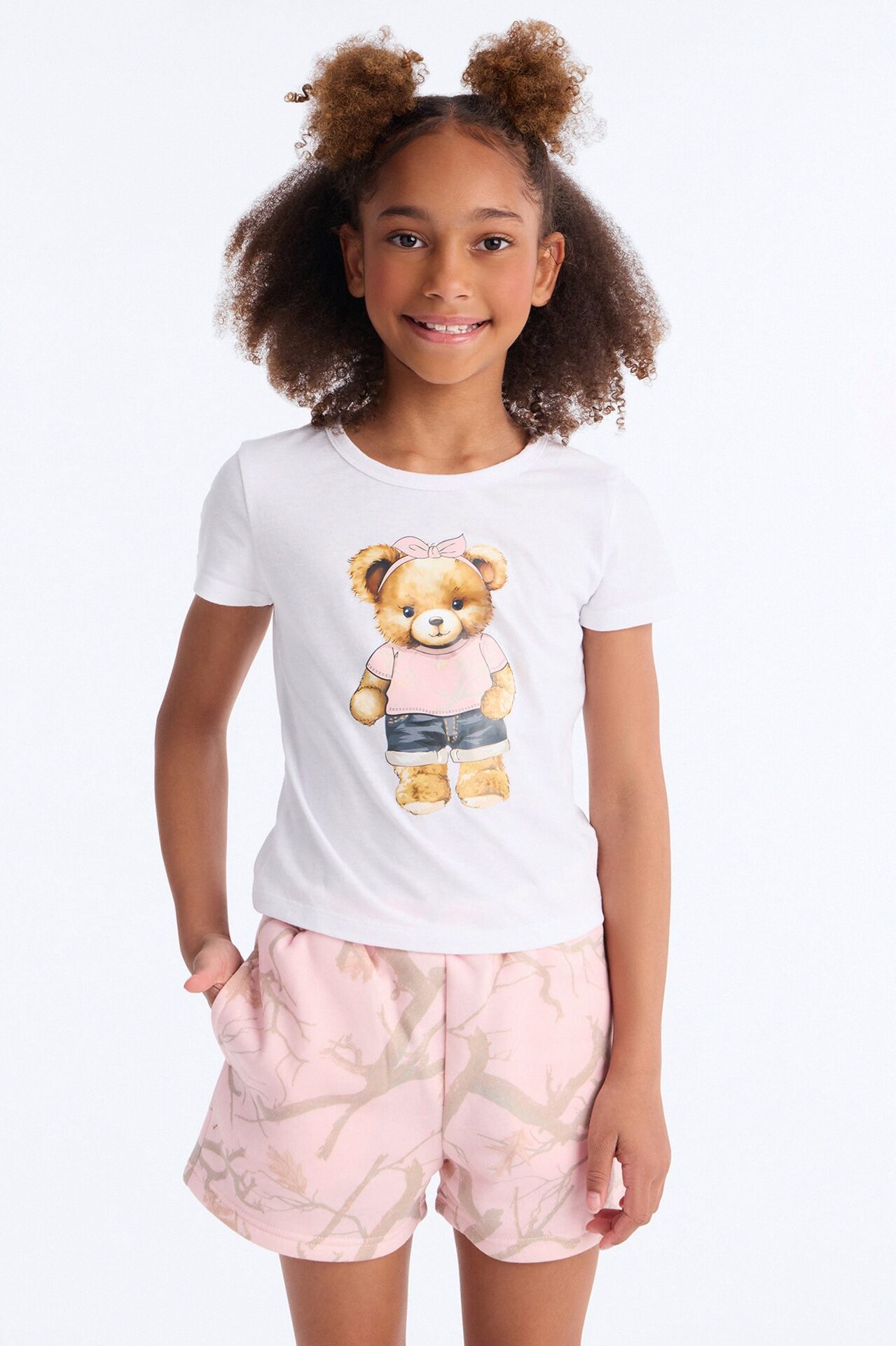 Mini Sassy But Soft Short Set - White/Pink
