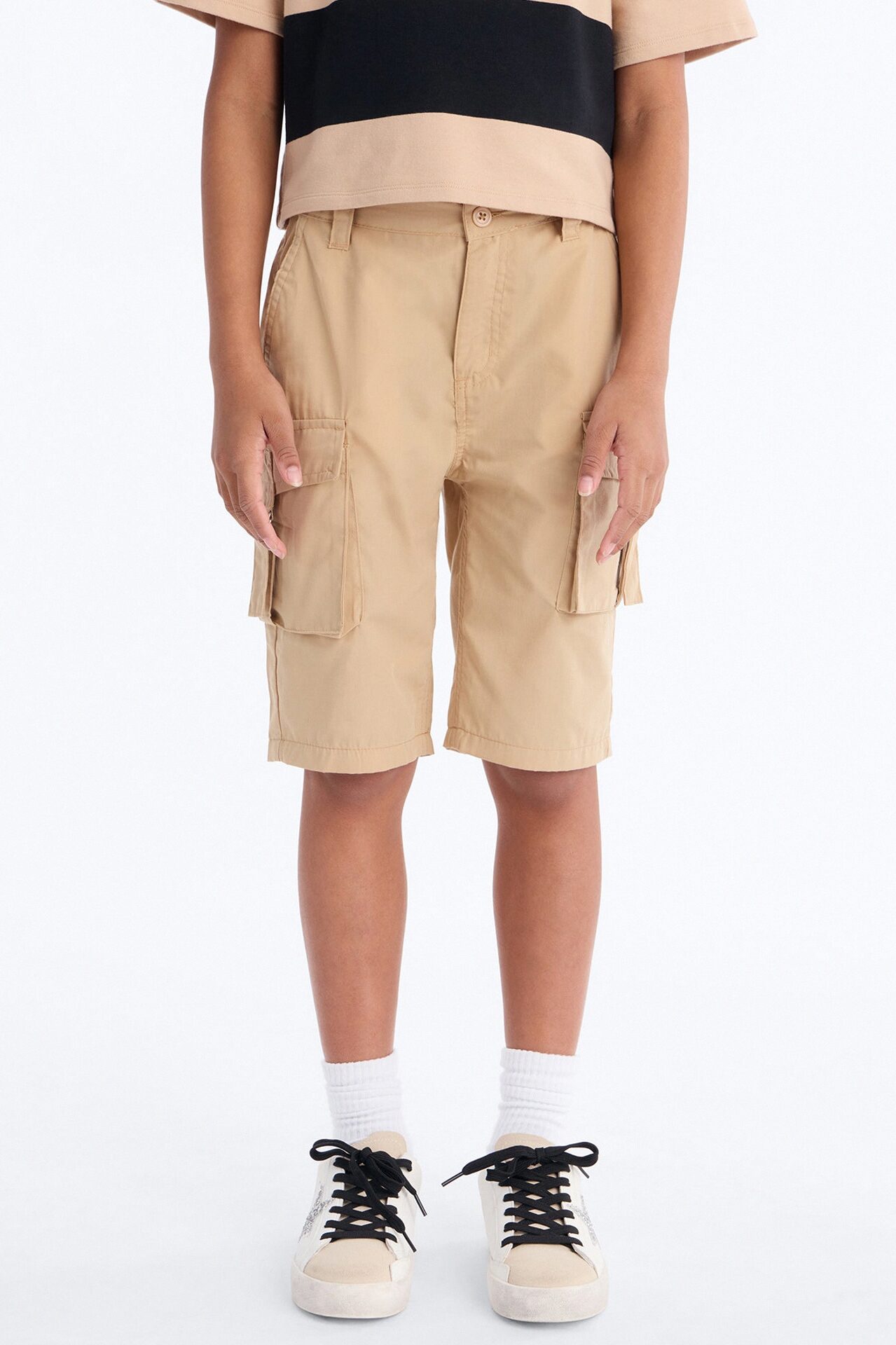 Mini Victoria Cargo Bermuda Shorts - Khaki