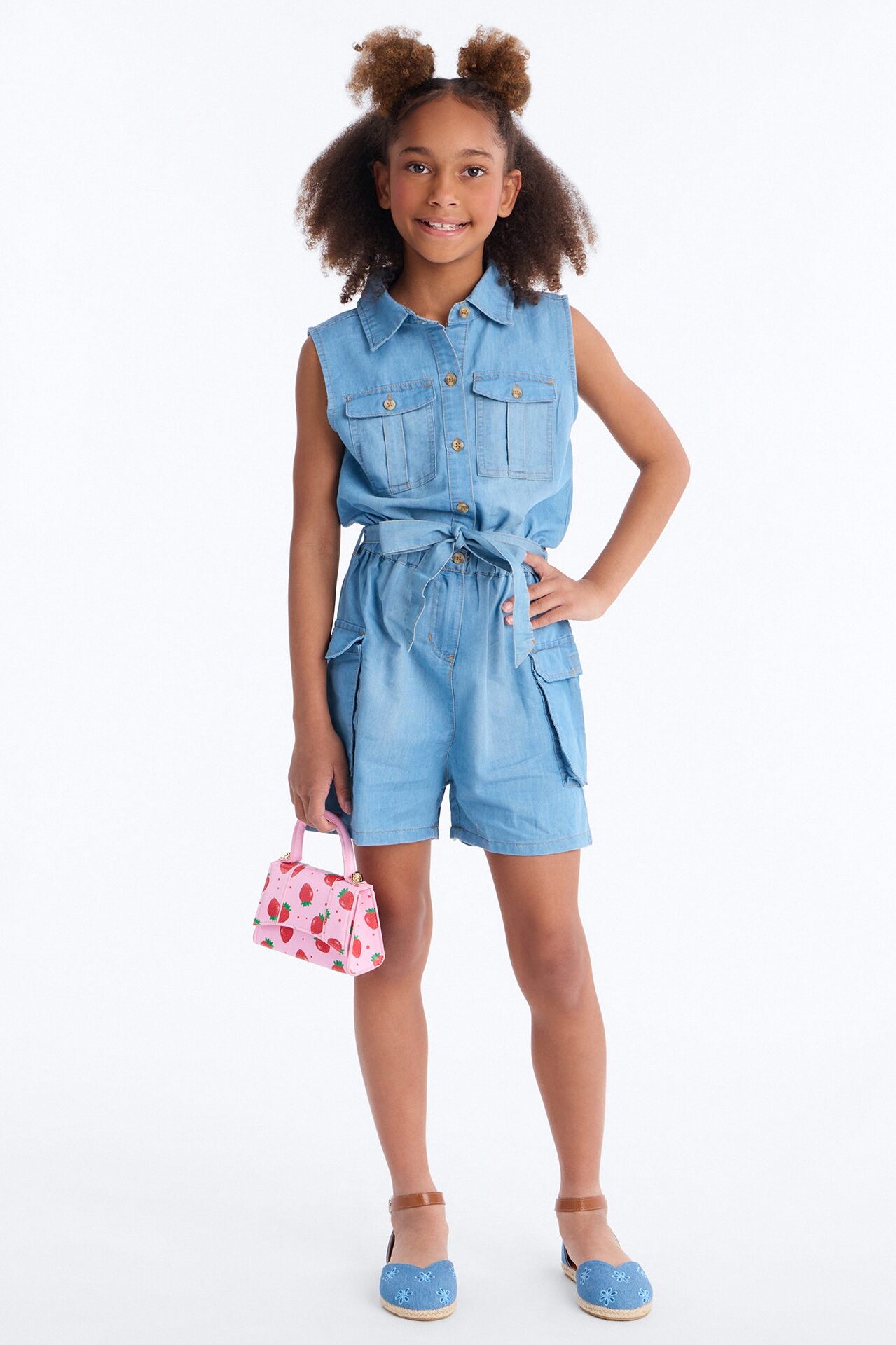 Mini On That Vibe Sleeveless Denim Romper - Light Wash