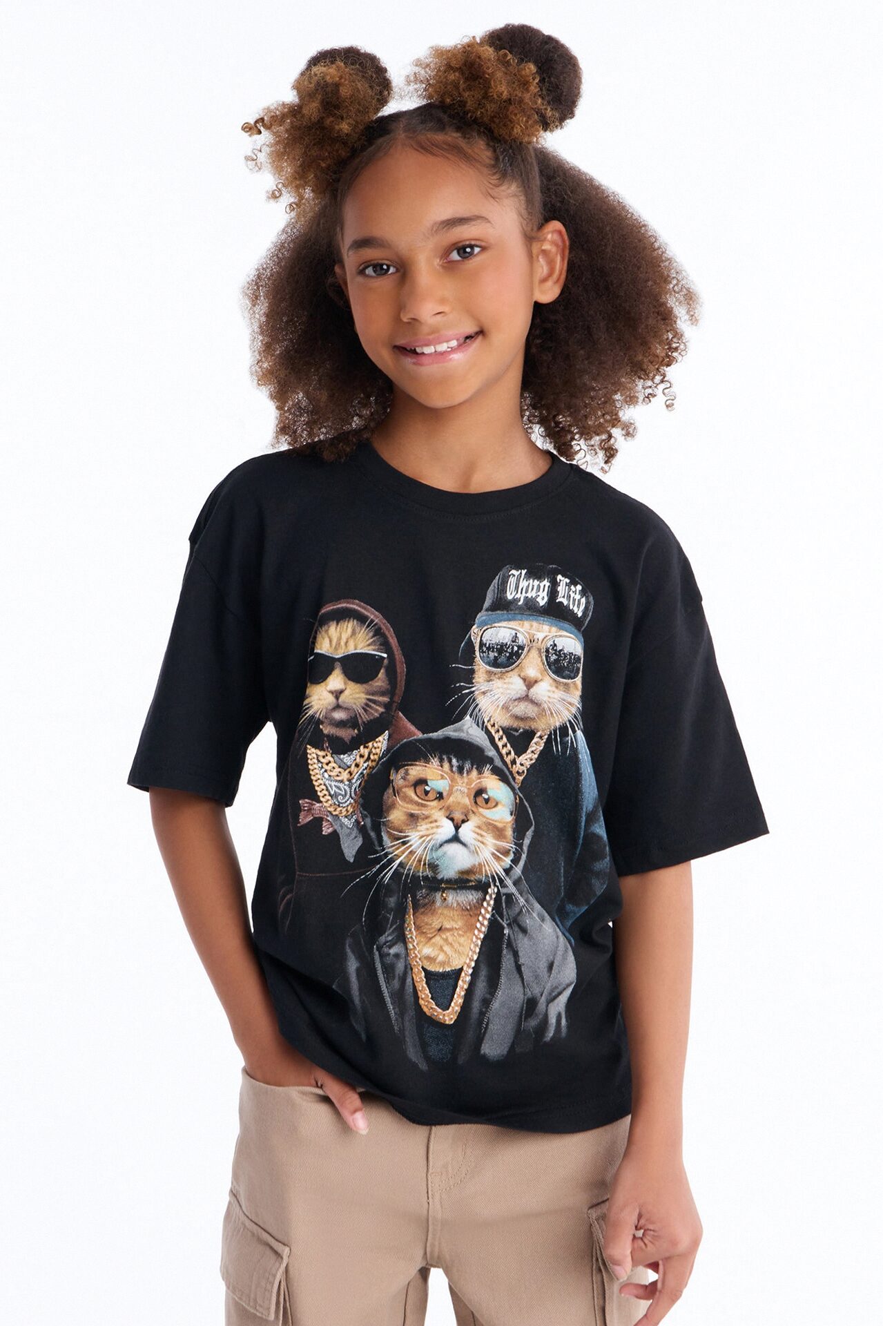 Mini Thug Life Kittys Tee - Black