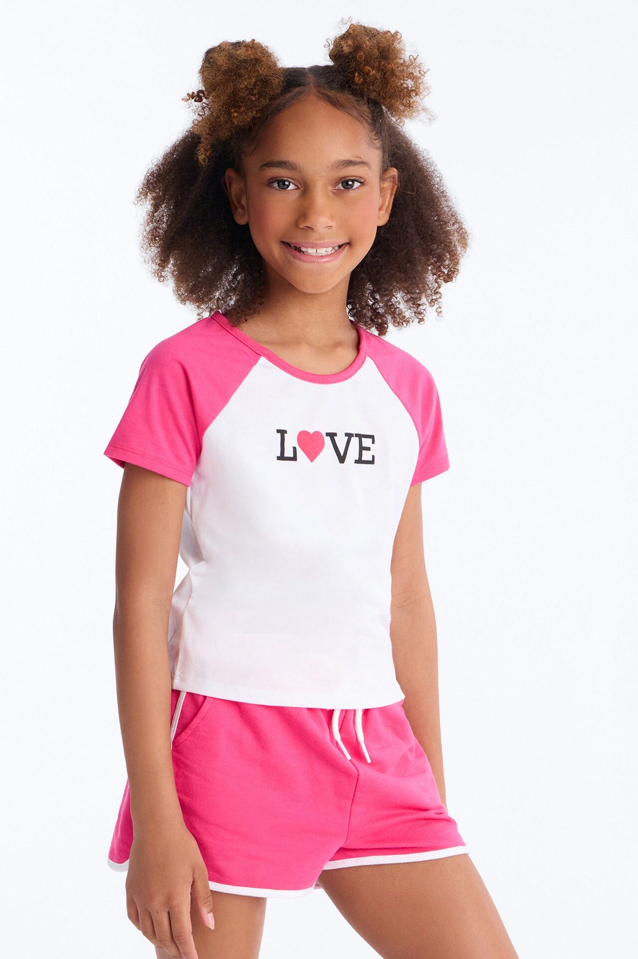 Mini Lots Of Love Short Set - Pink/combo