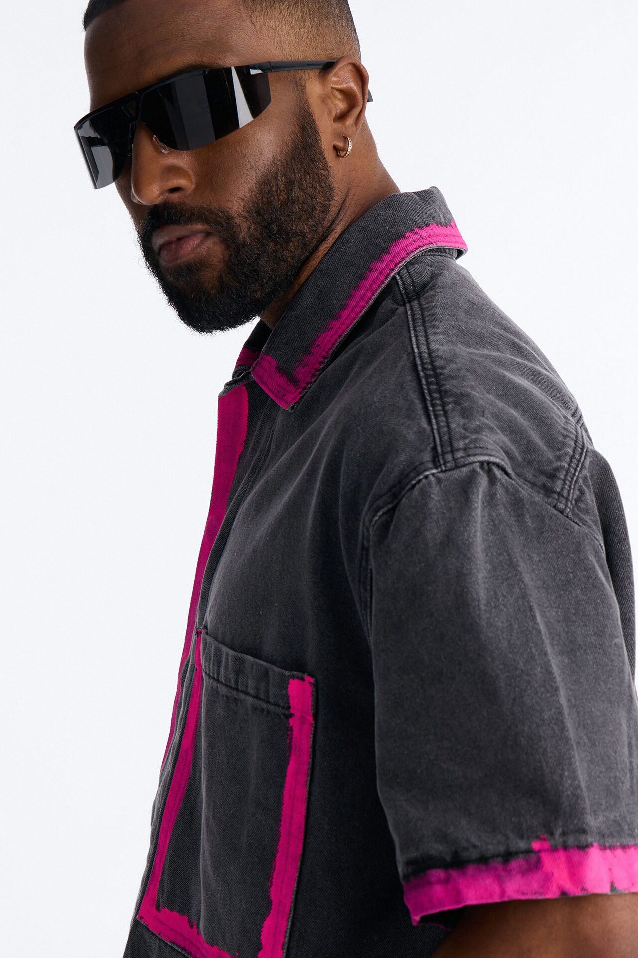 Cropped In My Aura Button Up Shirt - Black Wash